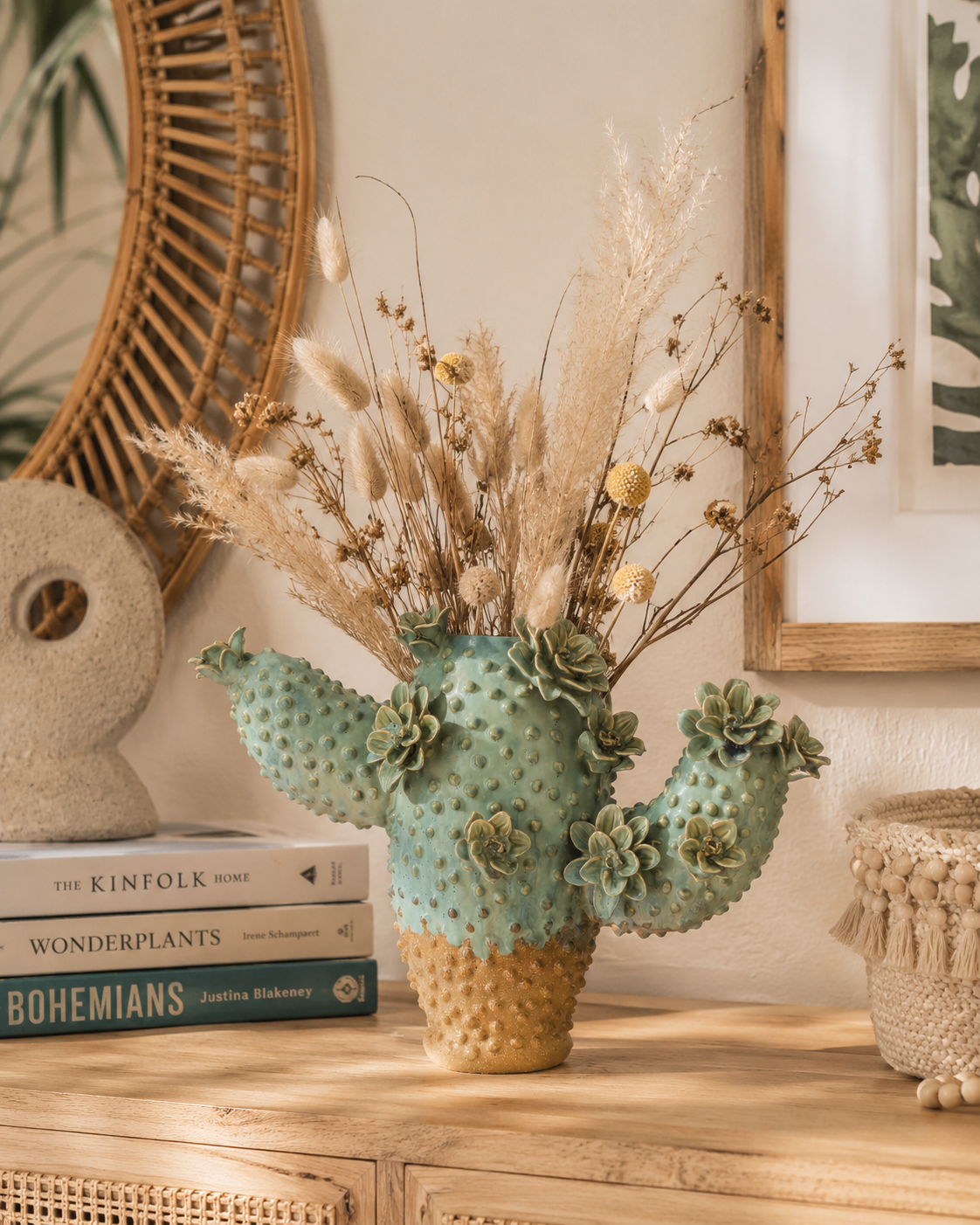 Vaso cactus in ceramica bicolore h 26x34x15,5 cm