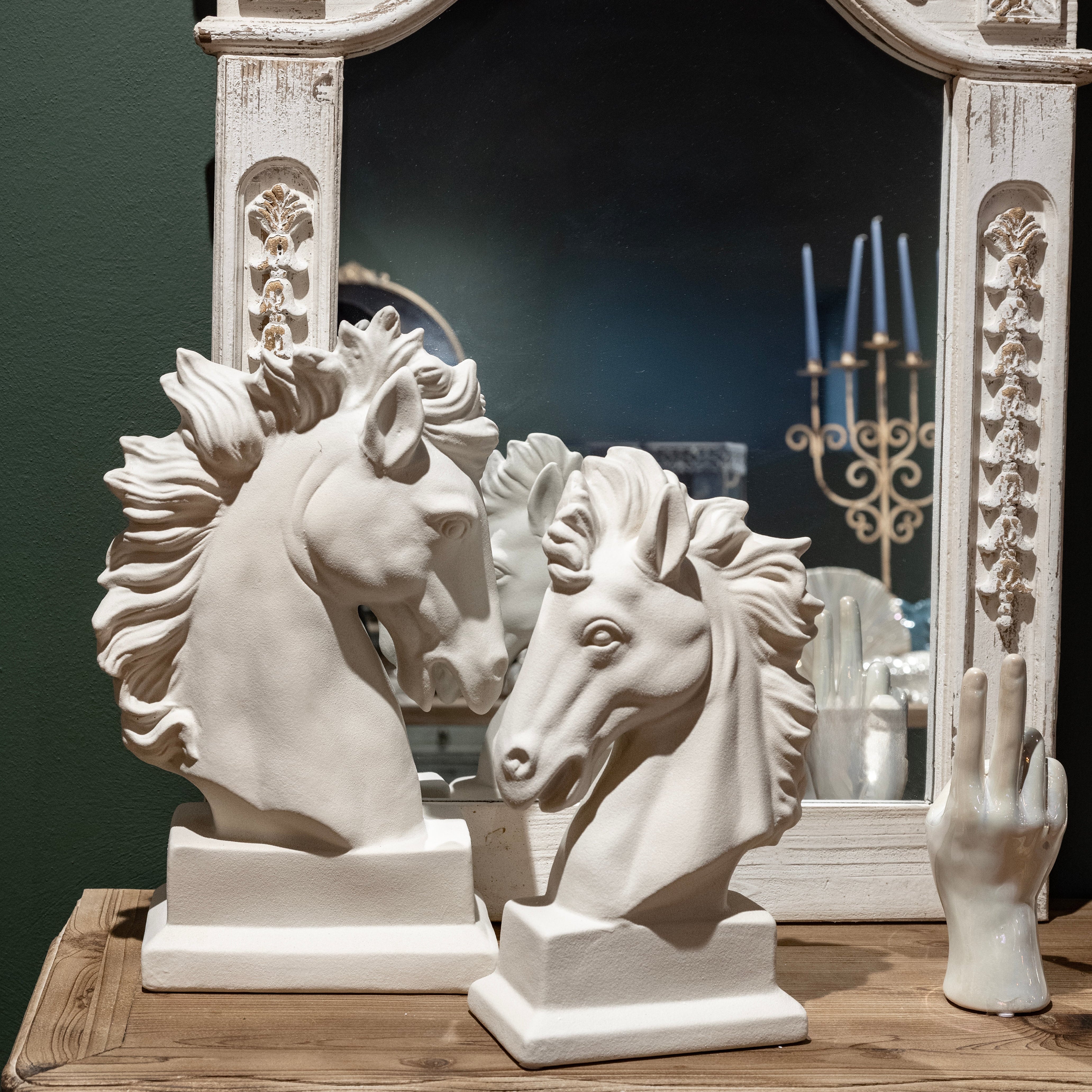 Testa cavallo in ceramica grezza h 50 x 26 x 14 cm