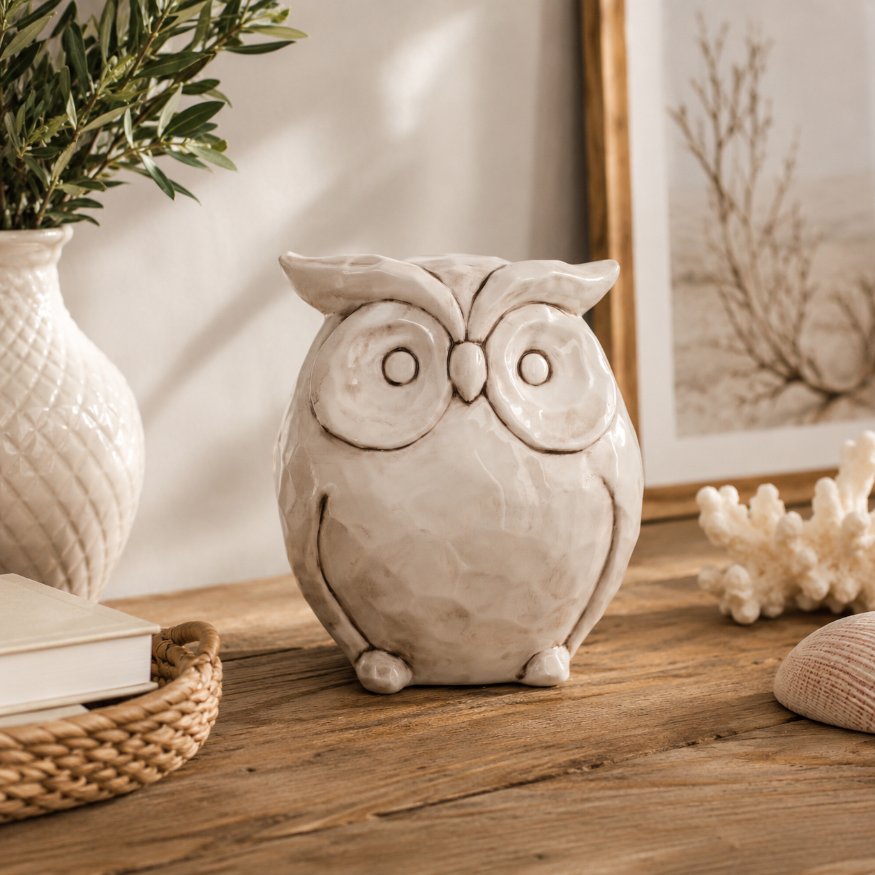 Gufo decorativo ceramica antik artigianale H37x32x20