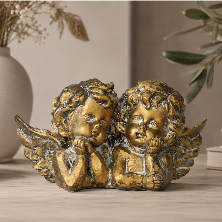 Puttini decorativi resina oro 23x10x12h