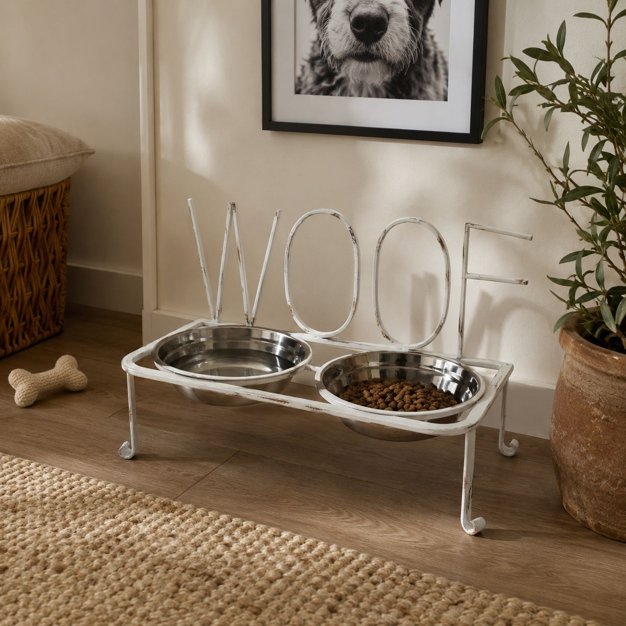 Ciotola cane acciaio WOOF 28x49x26 cm