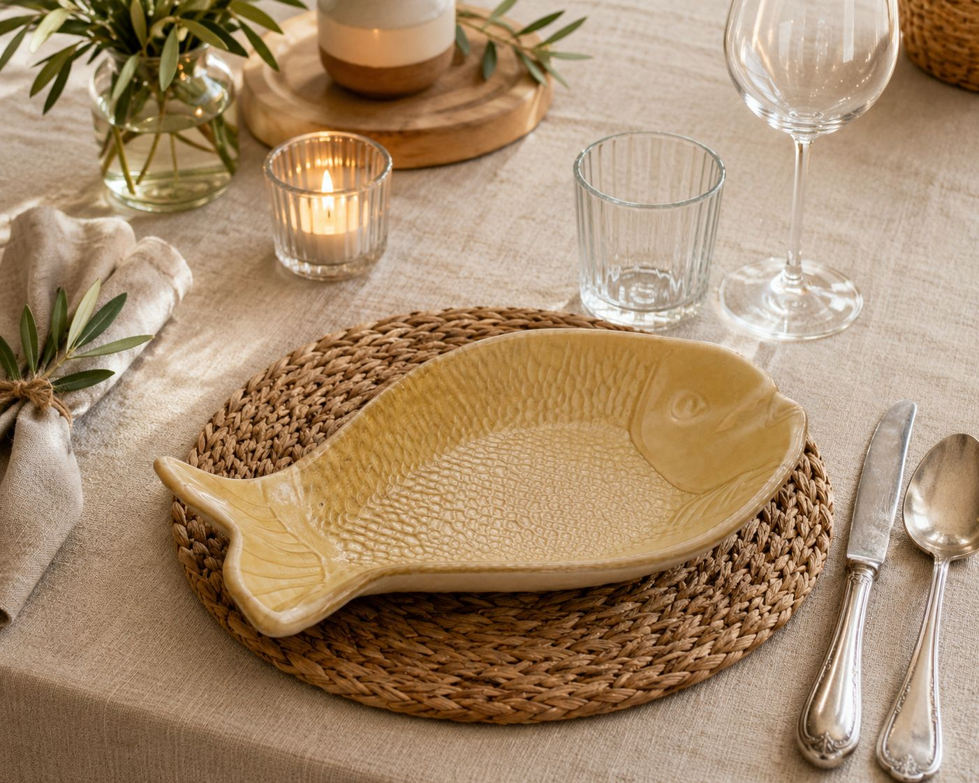 Piatto pesce sabbia in vetro 25 x 12 cm