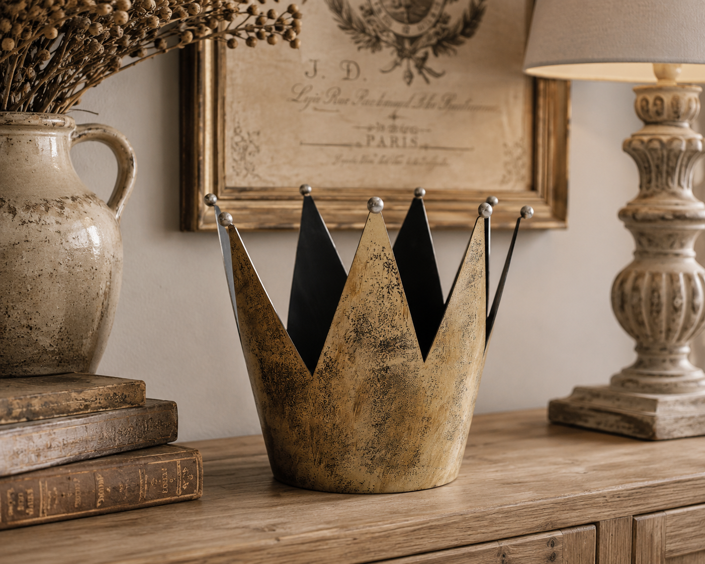 Corona decorativa metallo gold D17 H18