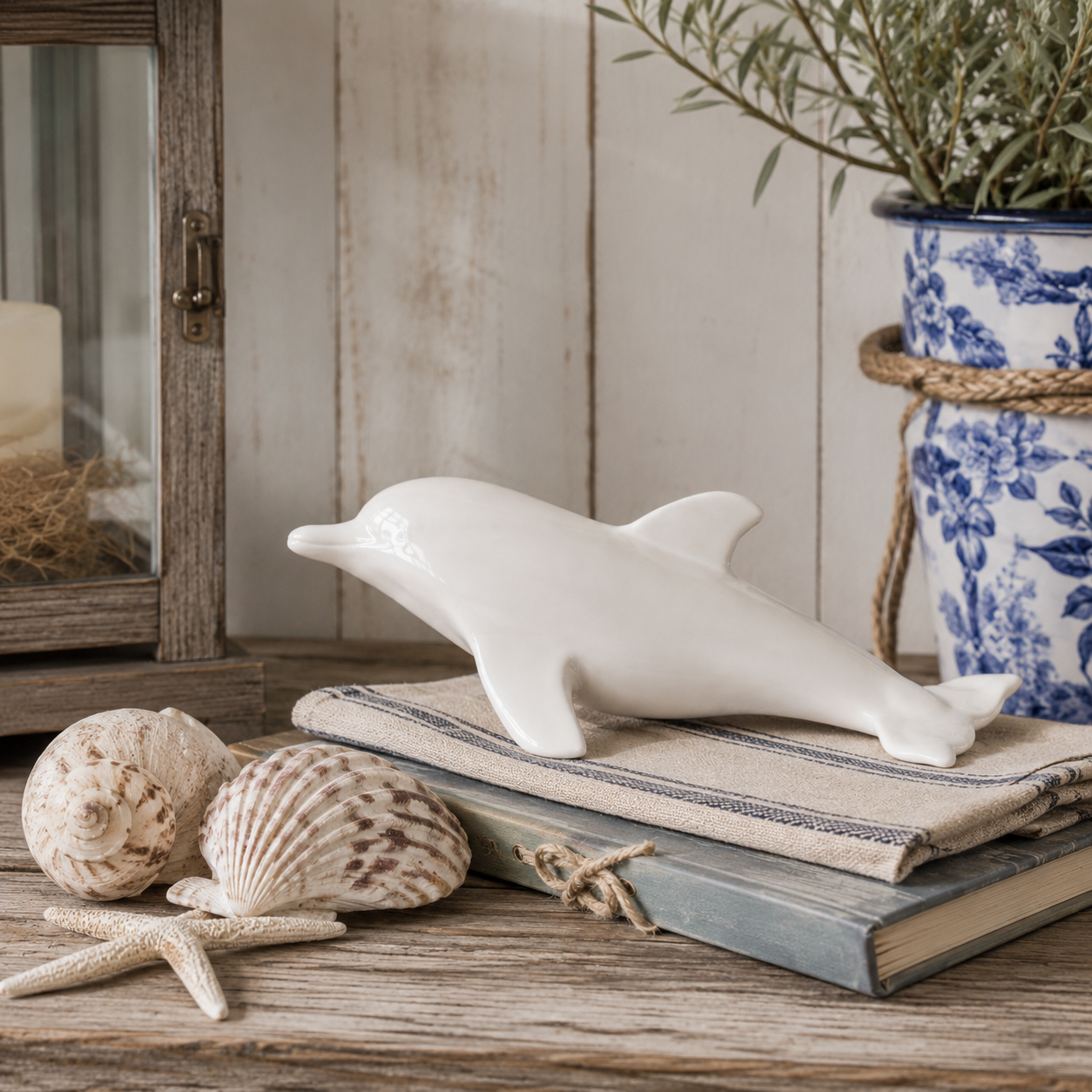 Delfino bianco in ceramica h 19 x 50 x 20 cm