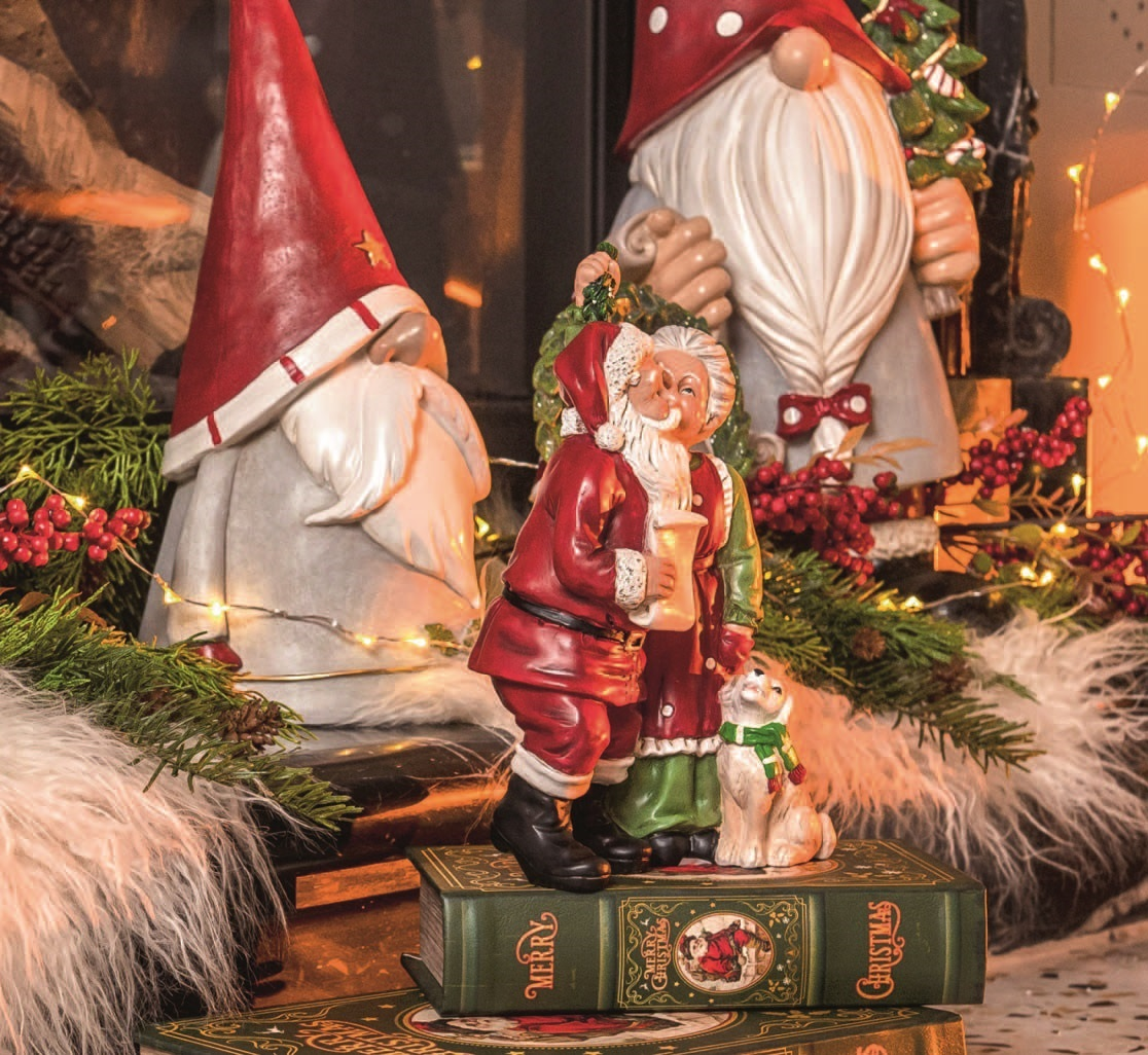 Famiglia Babbo Natale 15 x 9 x 26 h cm