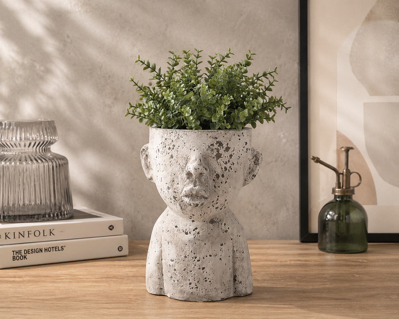 Testa porta fiori h 29x17 cm in resina