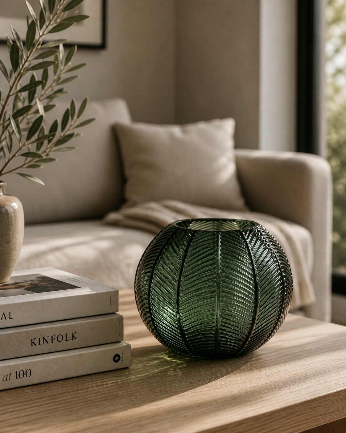 Vasetto portacandela vetro verde Ø15x13 cm decorativo