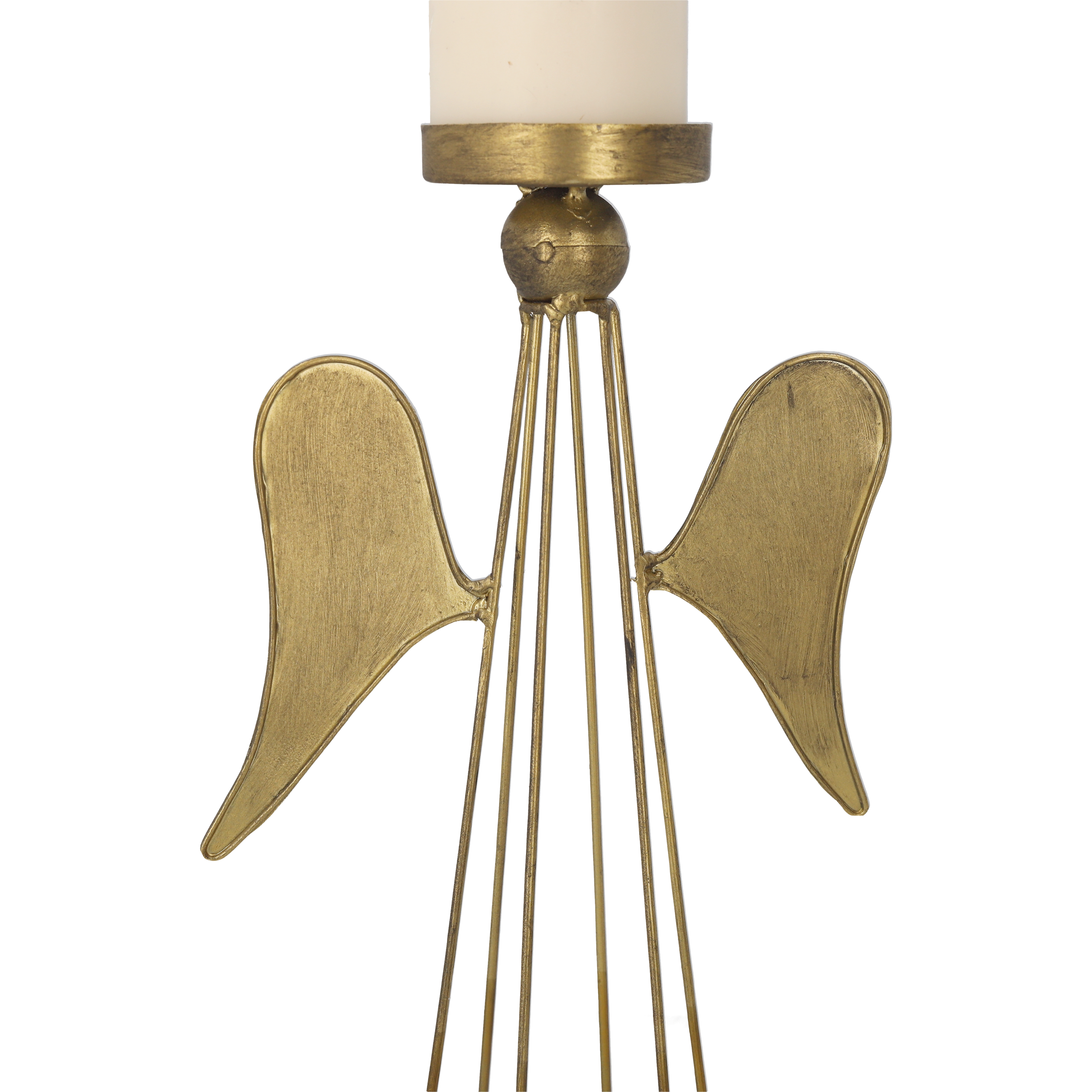 Portacandele angelo dorato in metallo h 37 d 12 cm