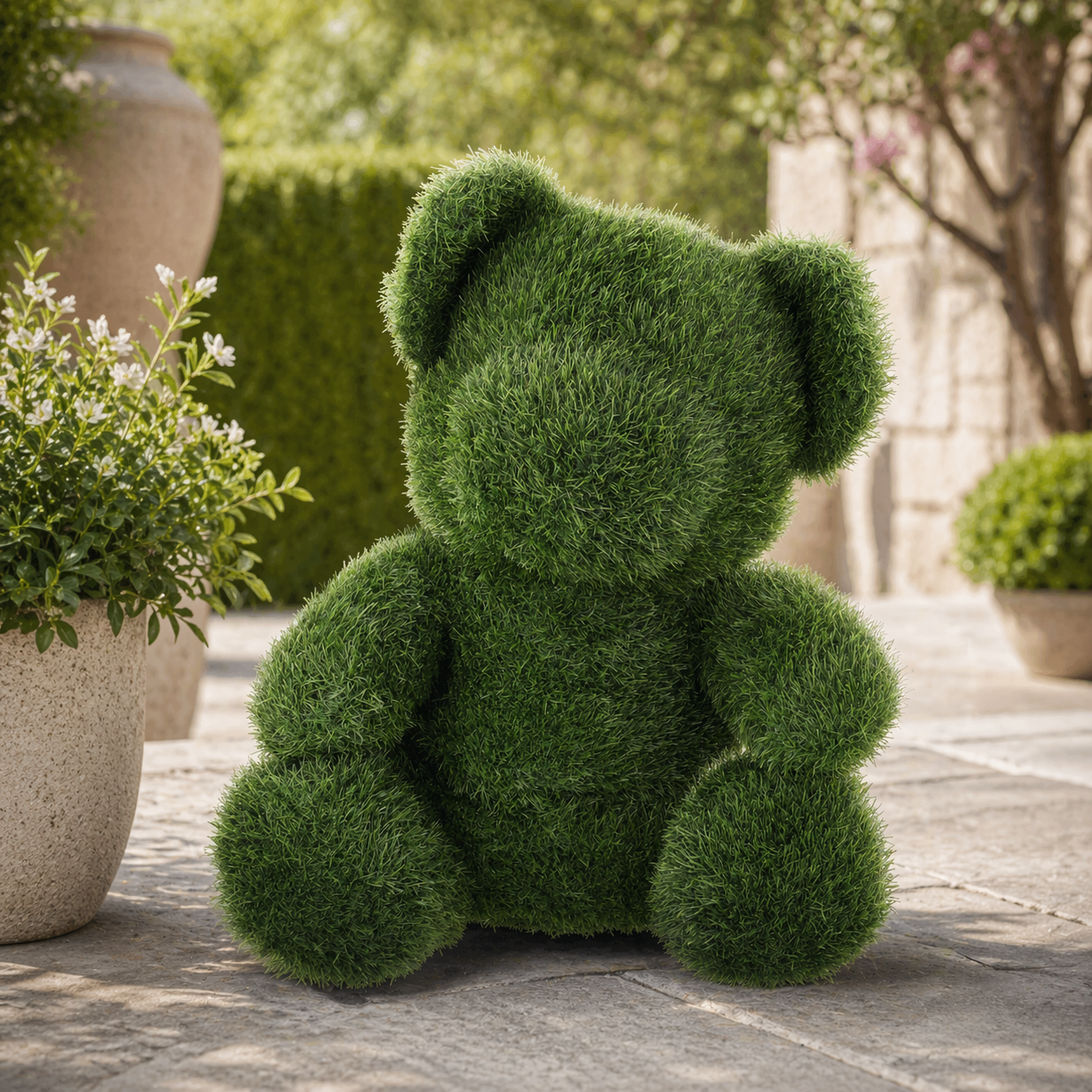 Orso verde h 75x60x40 cm in erba sintetica
