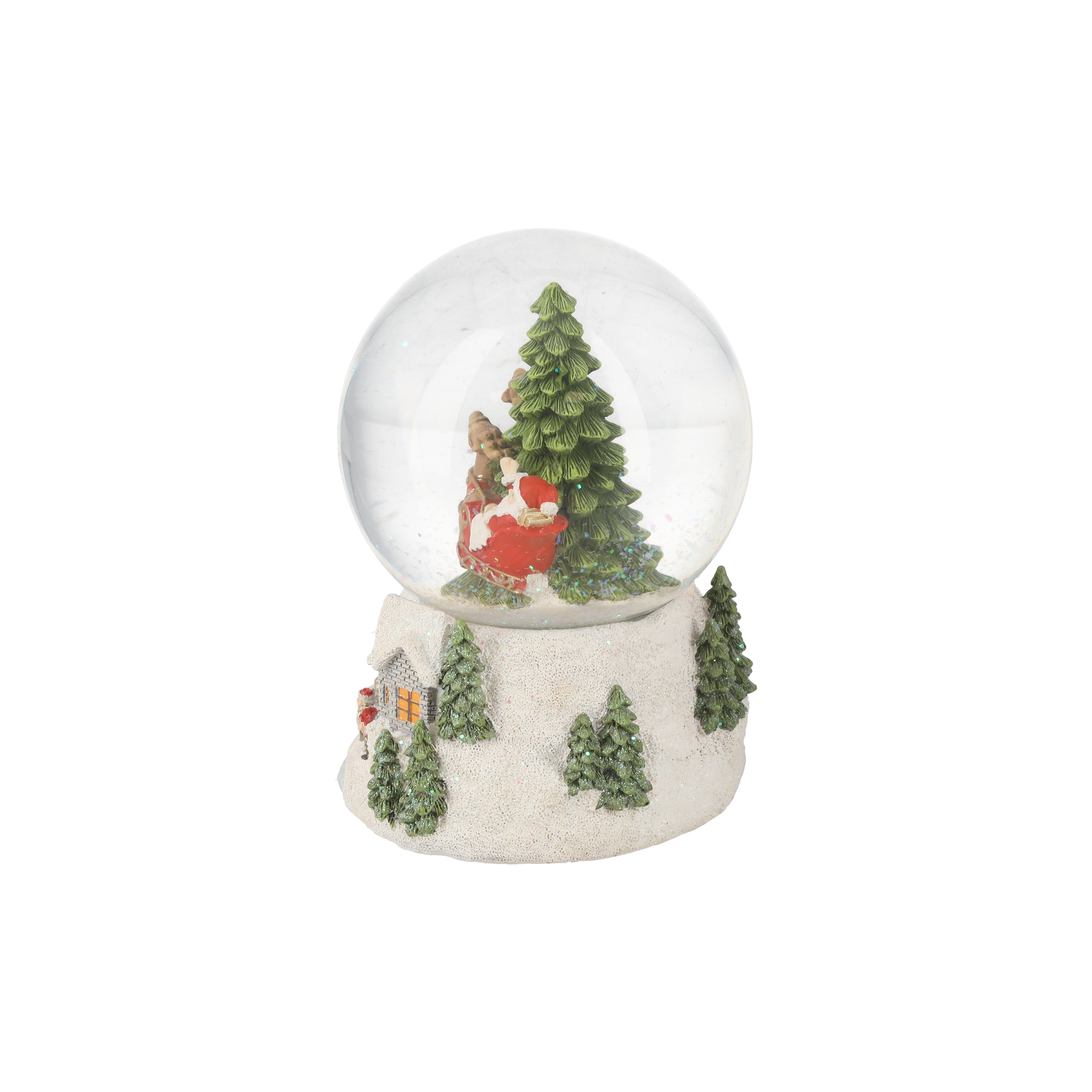 Pallina con Babbo Natale carillon h 18 x 13 cm