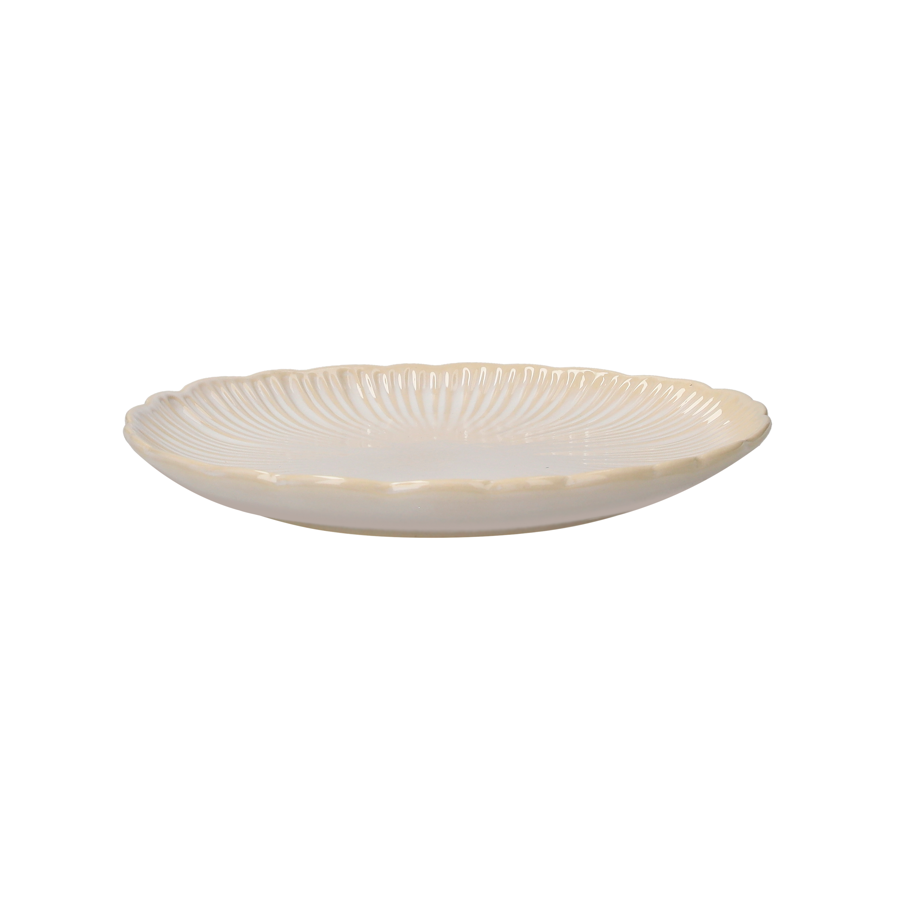 Piatto piano dolce/frutta color crema in ceramica d 22 cm