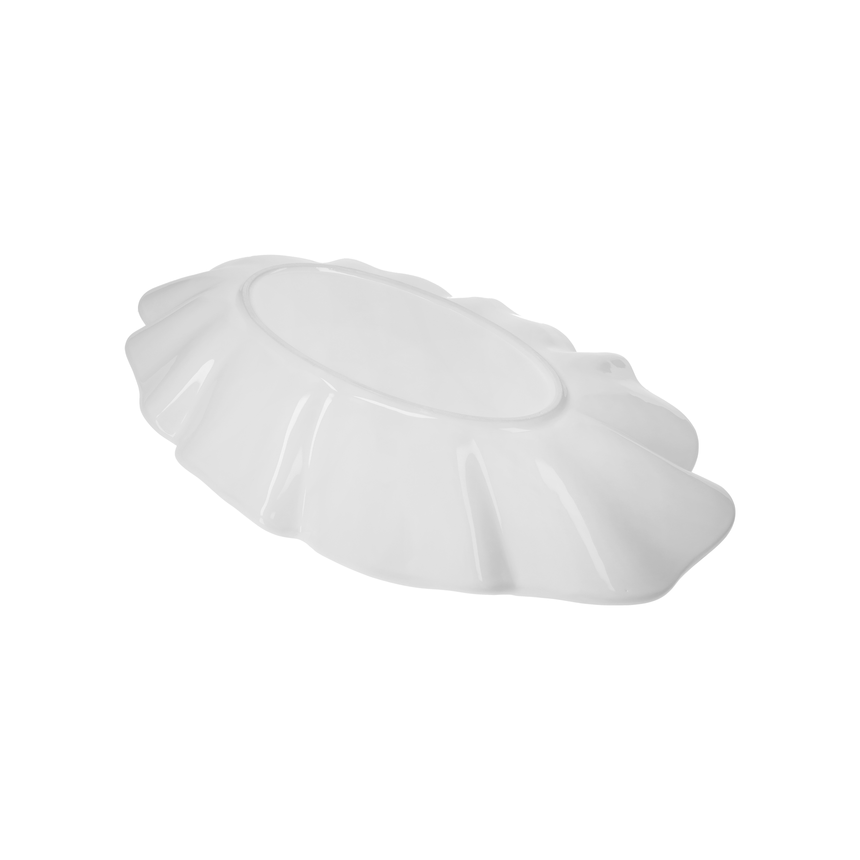 Piatto da Portata Cozza in Ceramica Bianca 56x36x6 cm