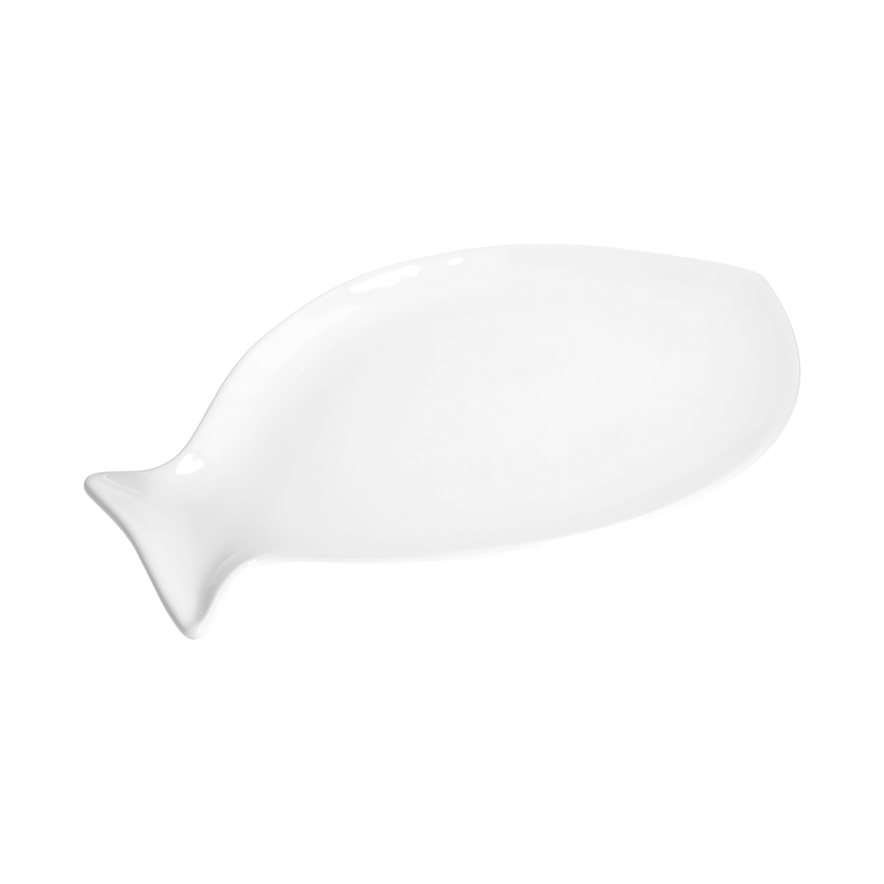 Piatto pesce in ceramica bianco 42x28x3 cm