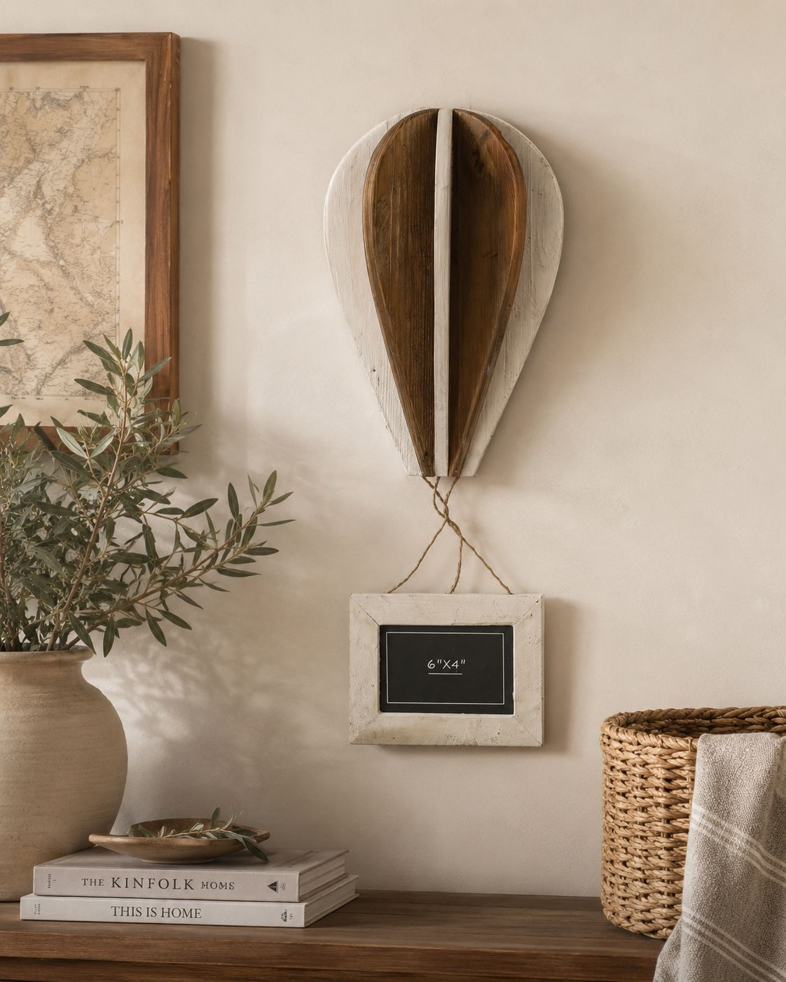 Mongolfiera legno portafoto 25x12x67 cm decorativa