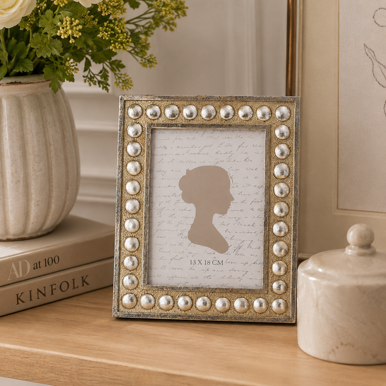 Portafoto resina silver borchie 24x19 cm