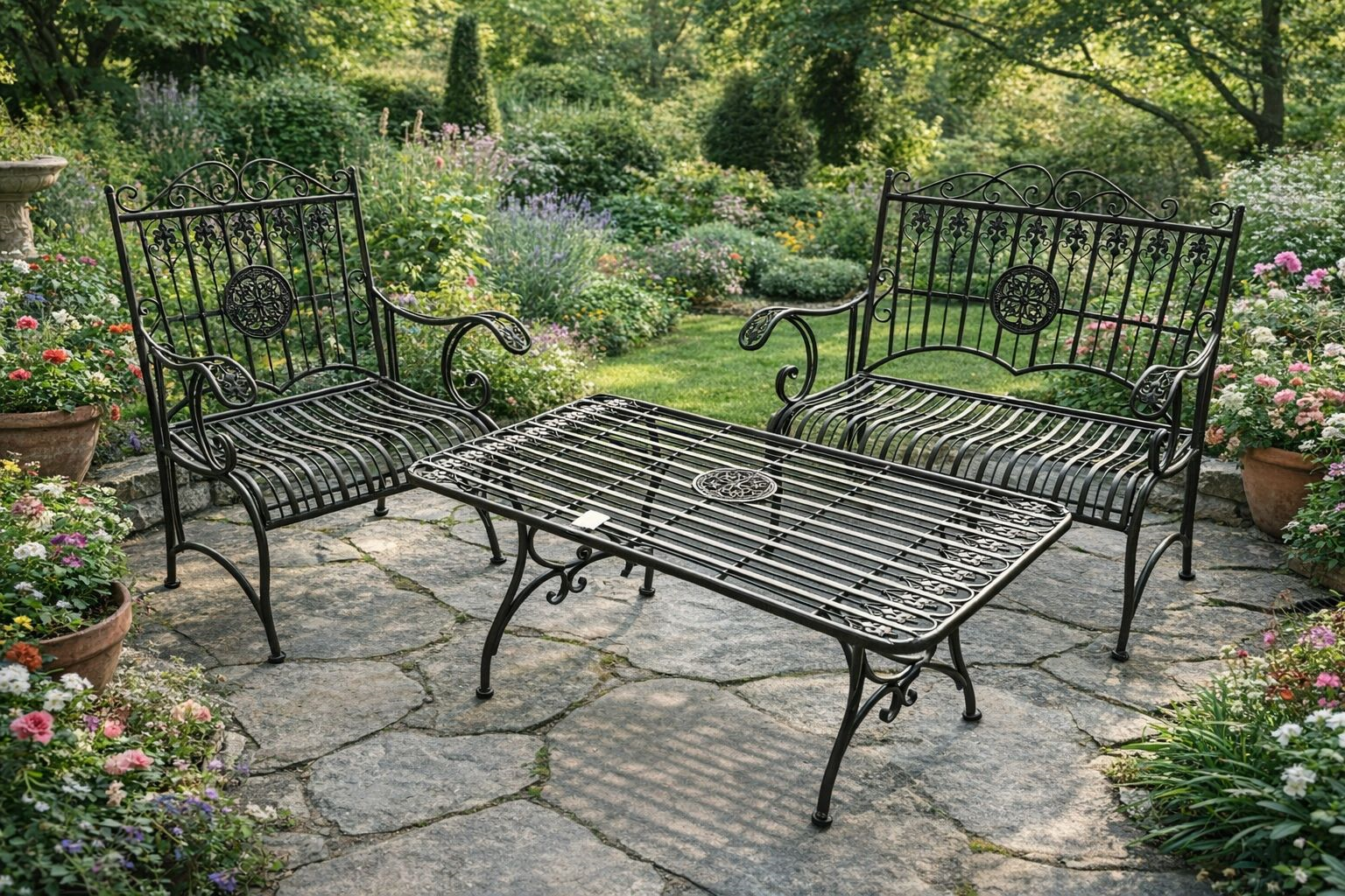 Tavolo Fumo Verde Inglese in ferro 106x60xH56 cm – per Giardino e Outdoor
