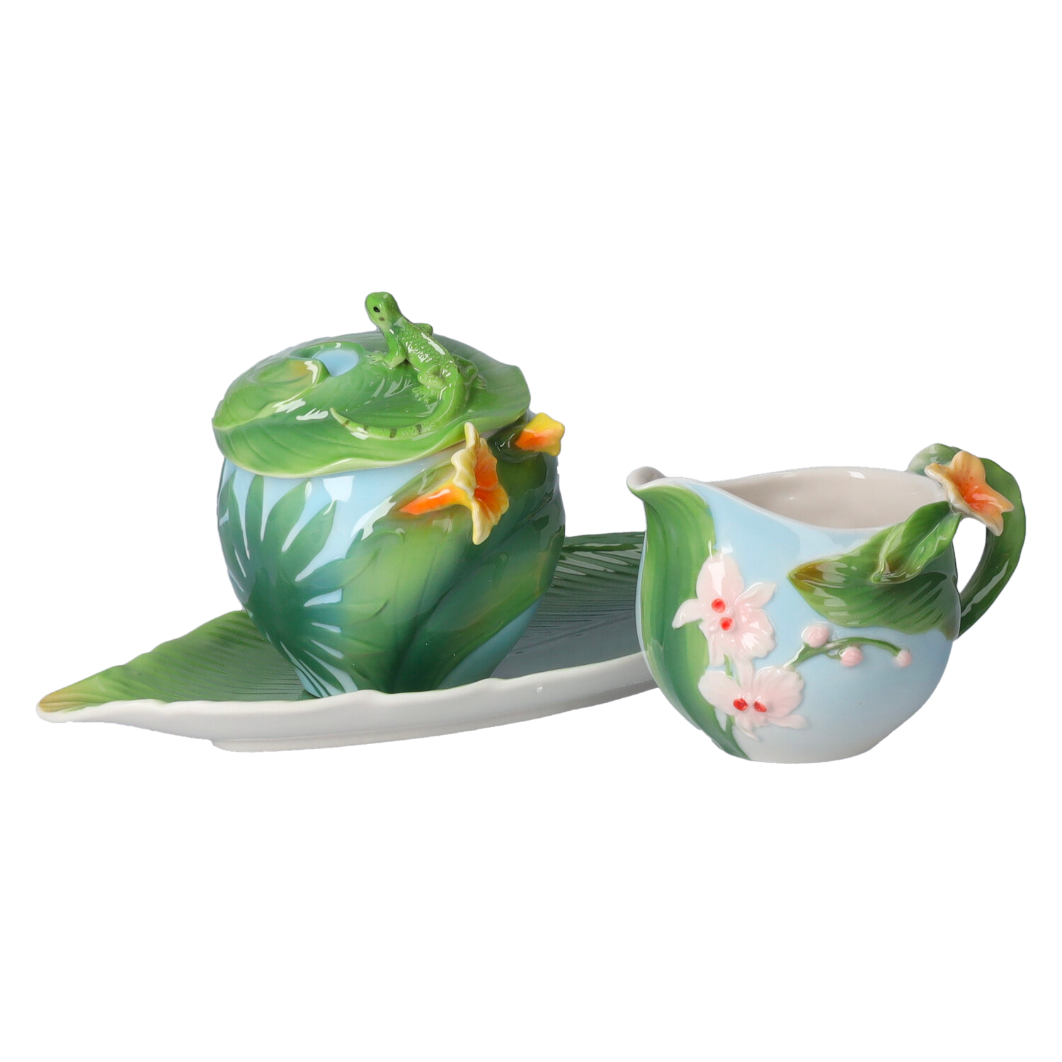 Set zuccheriera e lattiera campanule gialle e verde