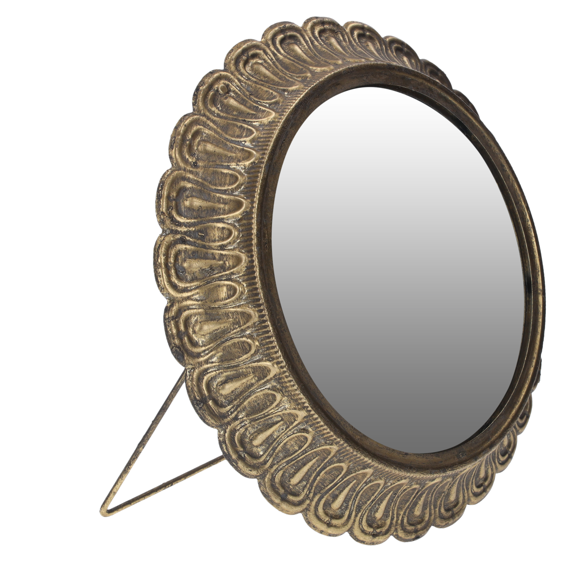 Specchio decorativo rotondo in ottone finitura elegante