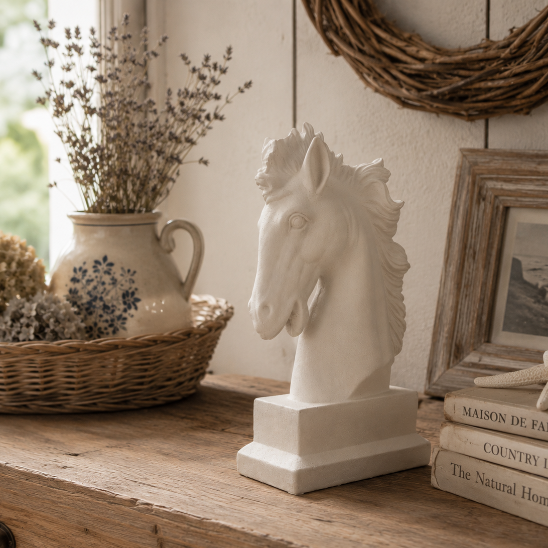 Testa cavallo in ceramica grezza h 40 x 22 x 11 cm