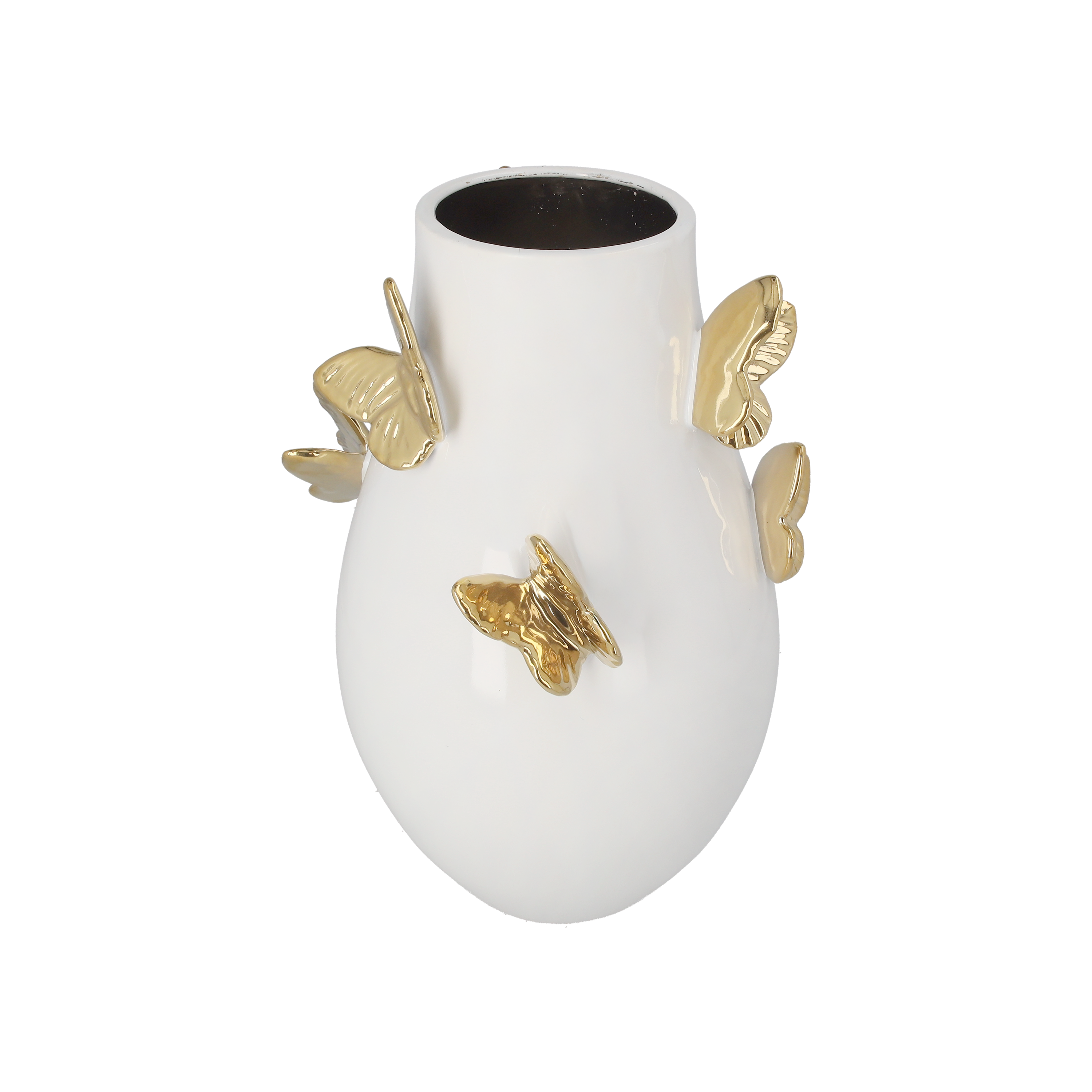 Vaso bianco farfalle gold h 34x24 cm in ceramica