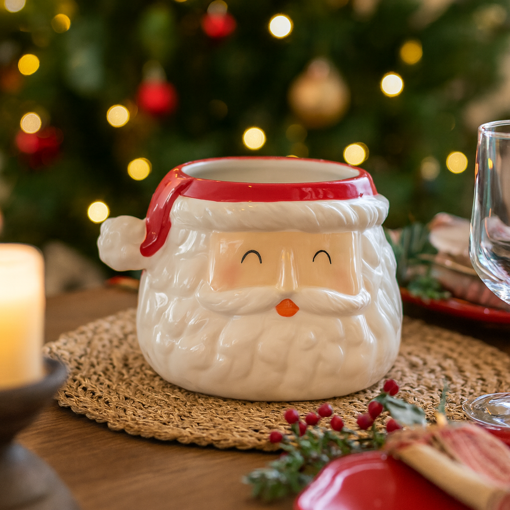 Portavaso Babbo Natale in ceramica h 11 x 16 cm