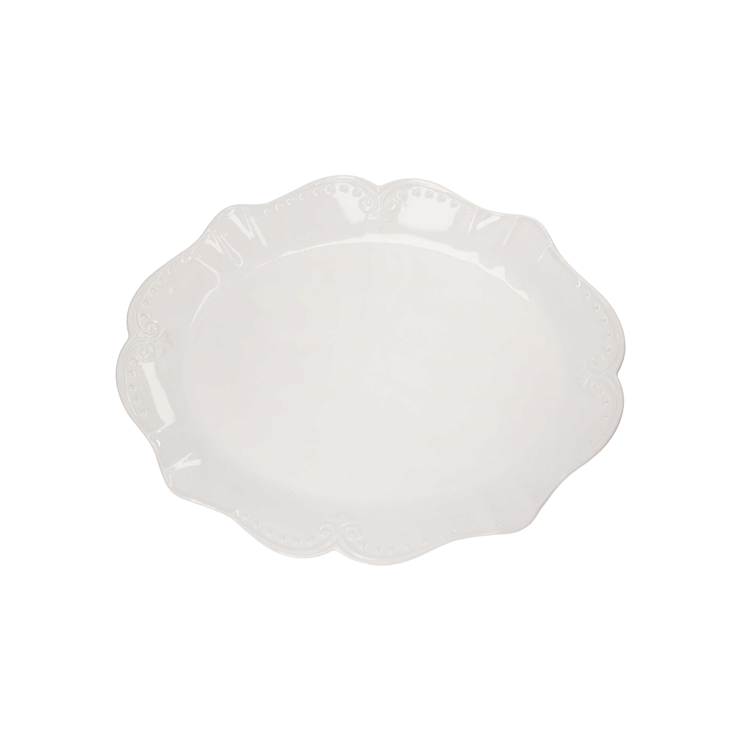 Vassoio da Portata Bianco in Ceramica 40x31 cm