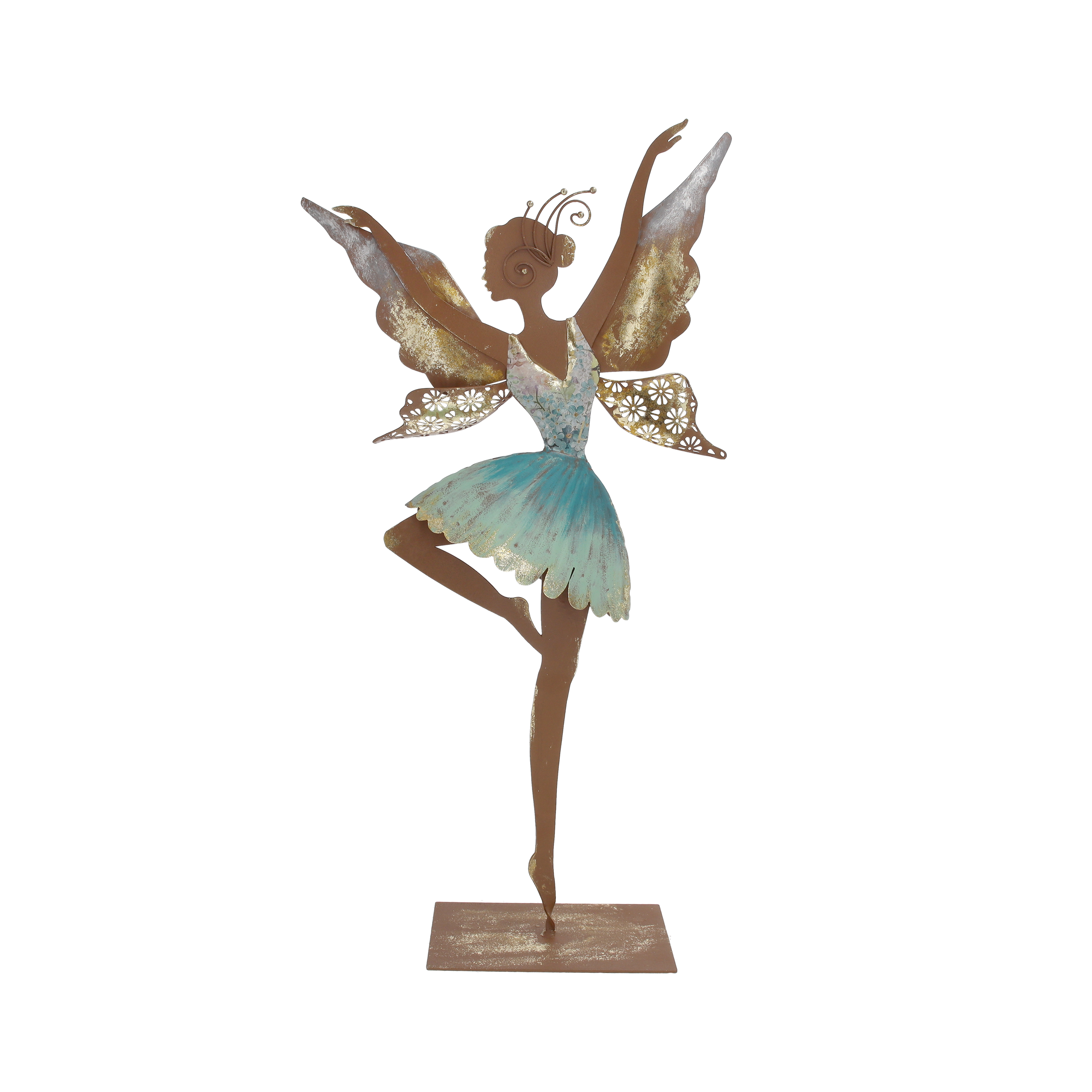 Fatina danzante azzurra 60x32x10 cm in ferro corten