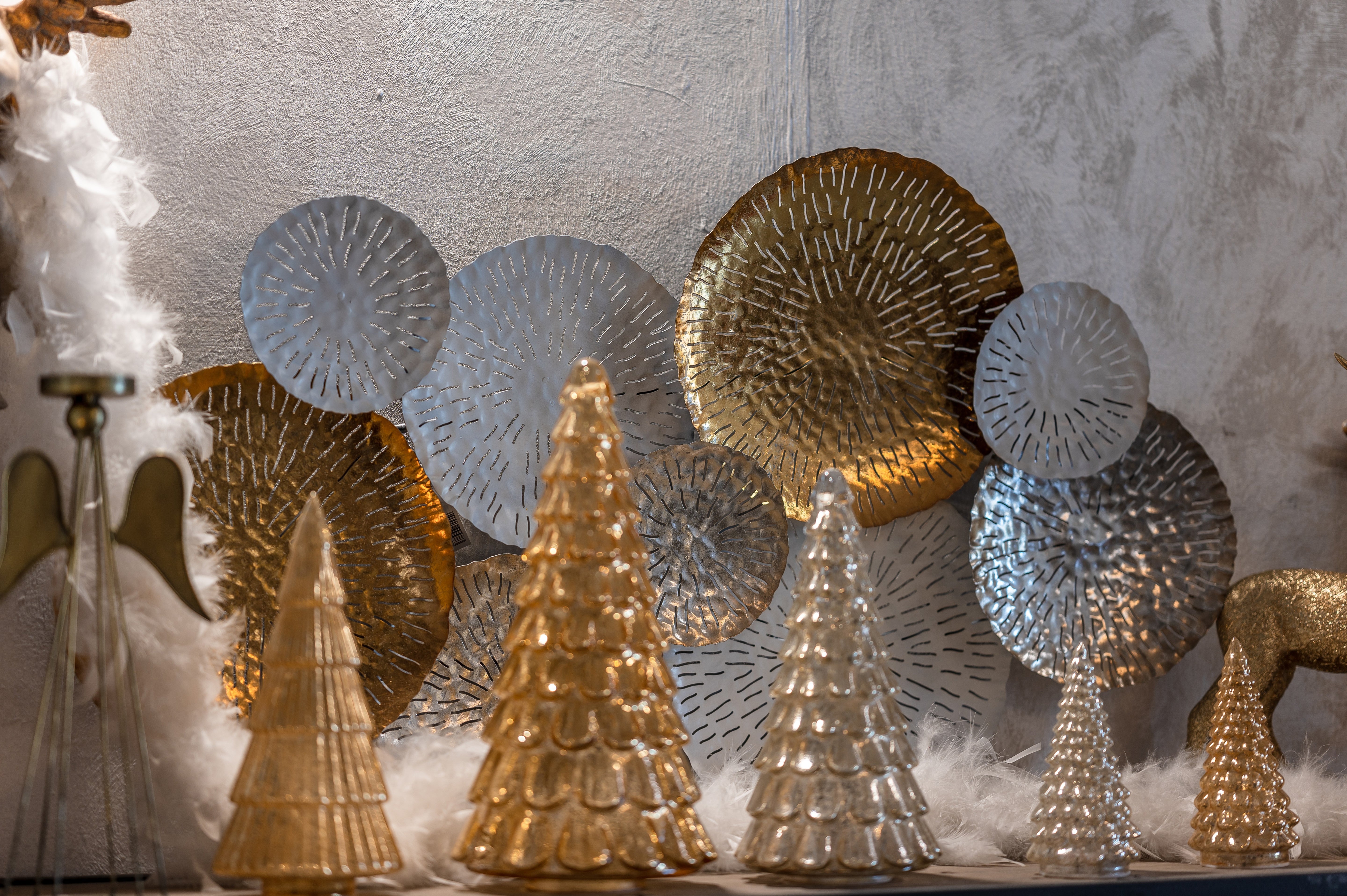 Albero oro in vetro con LED Ø 19 x 40 h cm