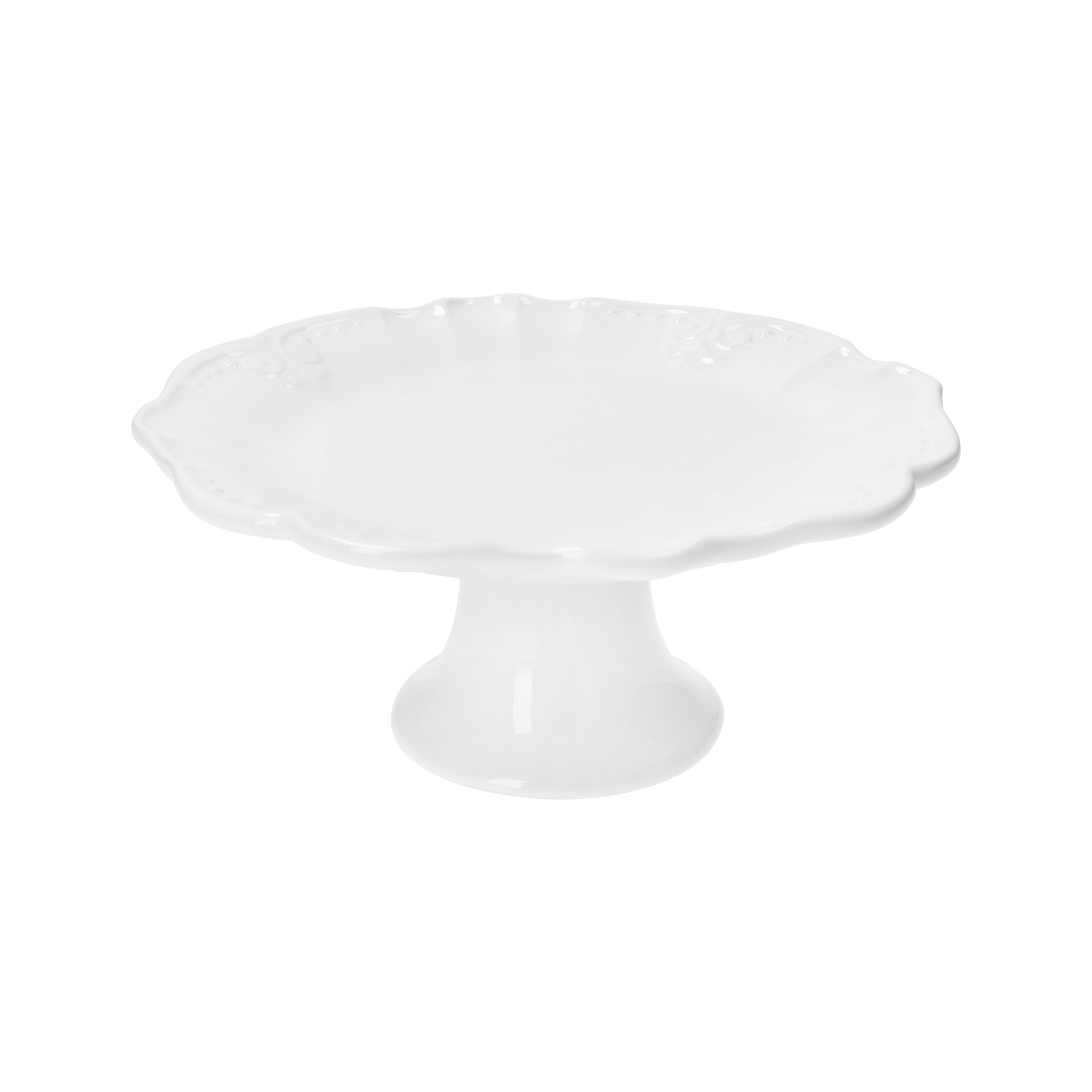 Alzata bianca in ceramica h 10 d 22 cm