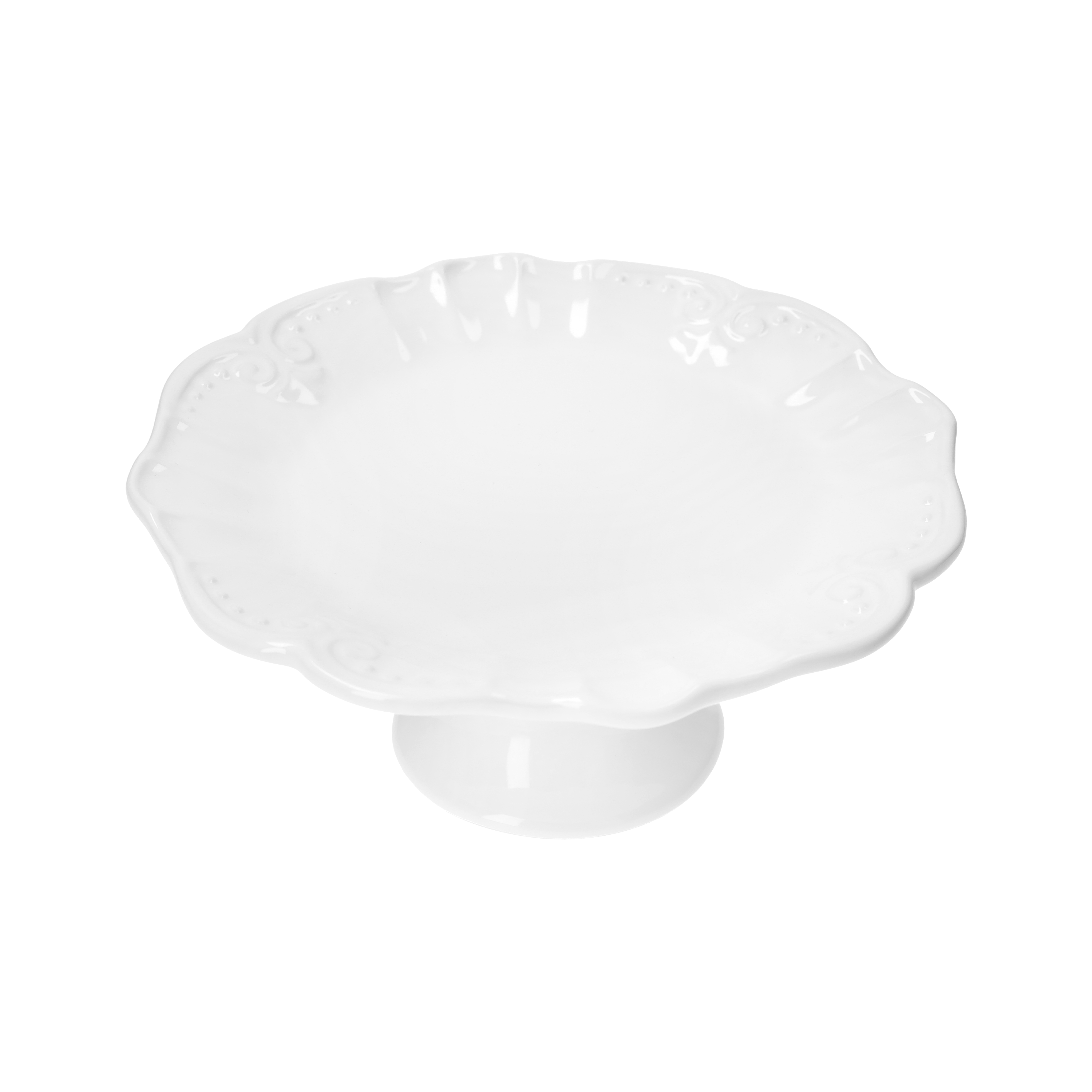 Alzata bianca in ceramica h 10 d 22 cm