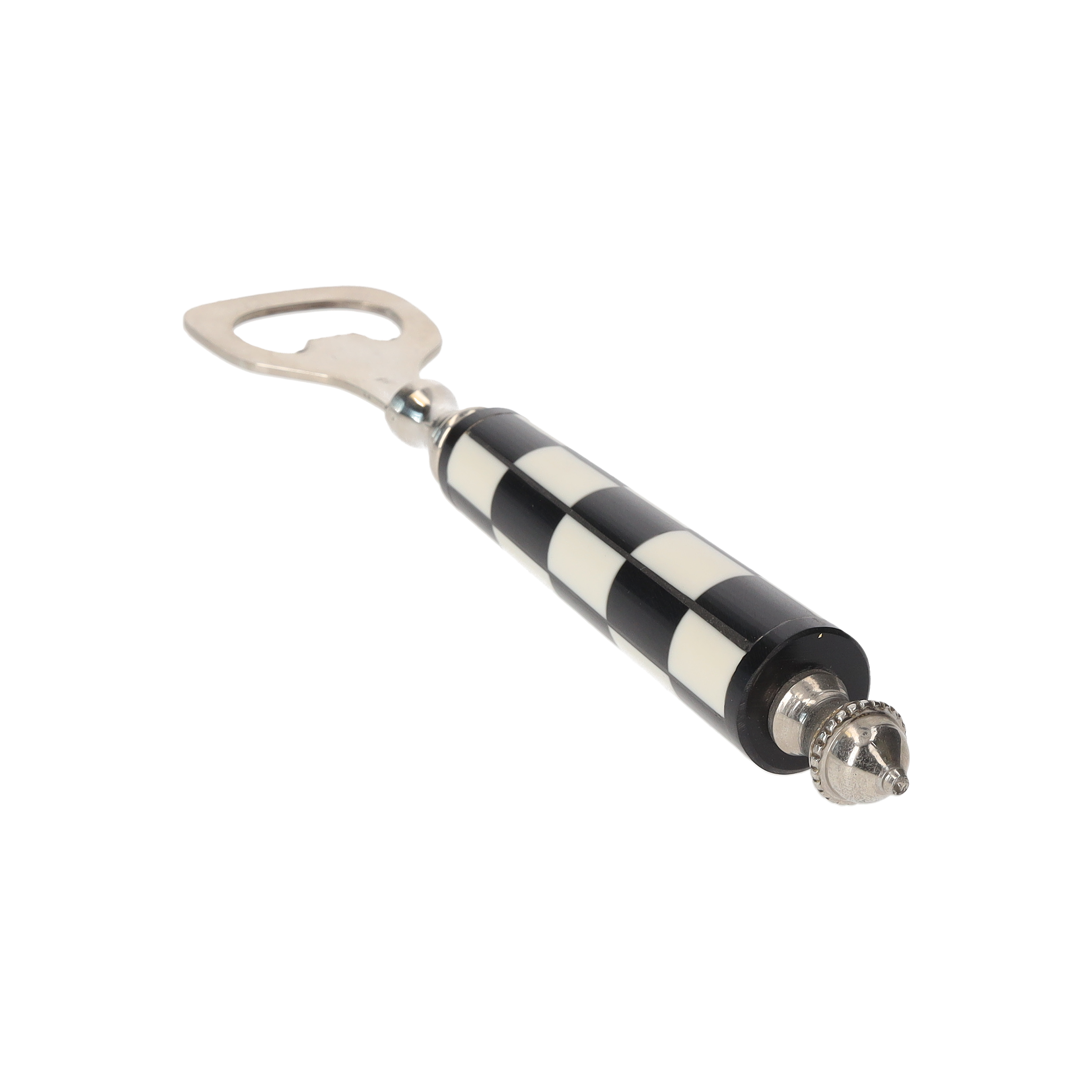 Apribottiglia con manico bianco/nero in metallo 16 cm