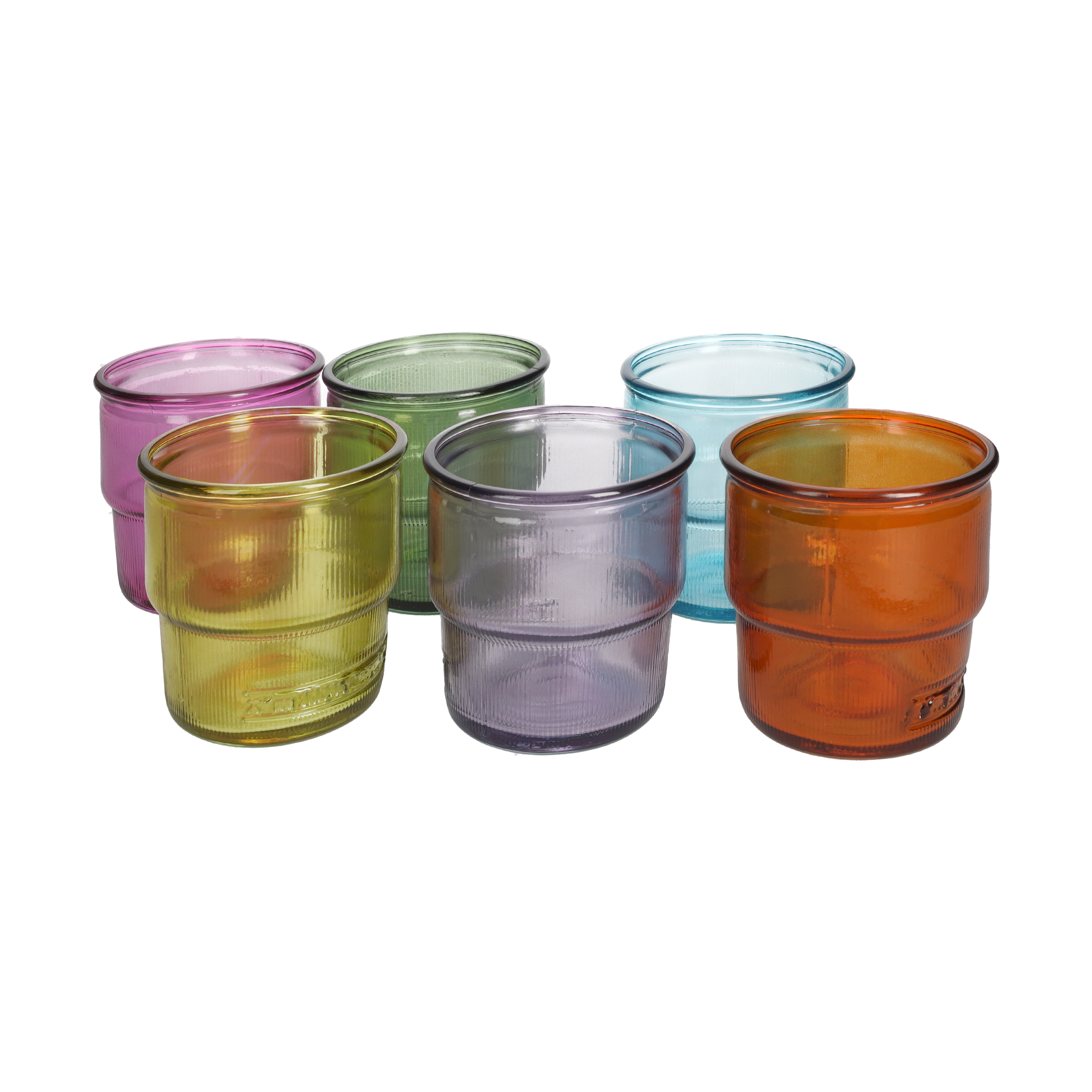 Set 6 bicchieri in vetro riciclato colorato h 9 d 9 cm