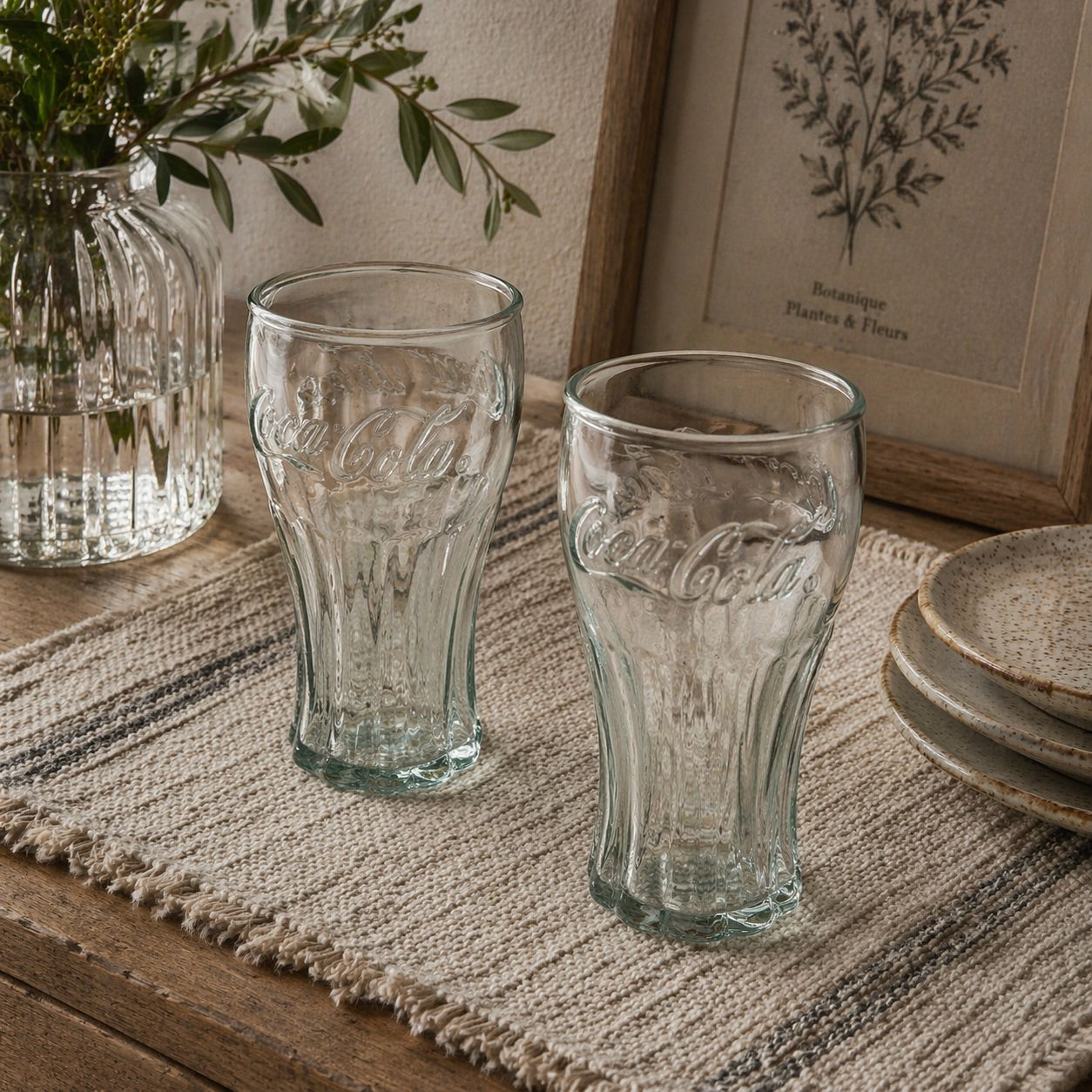 Set bicchieri “Coca Cola” h 16 d 9 cm in vetro riciclato