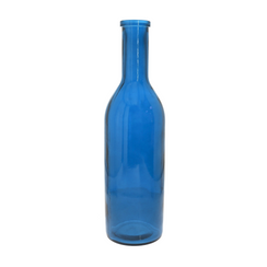 Bottiglia in vetro decorativa blu, altezza cm 50