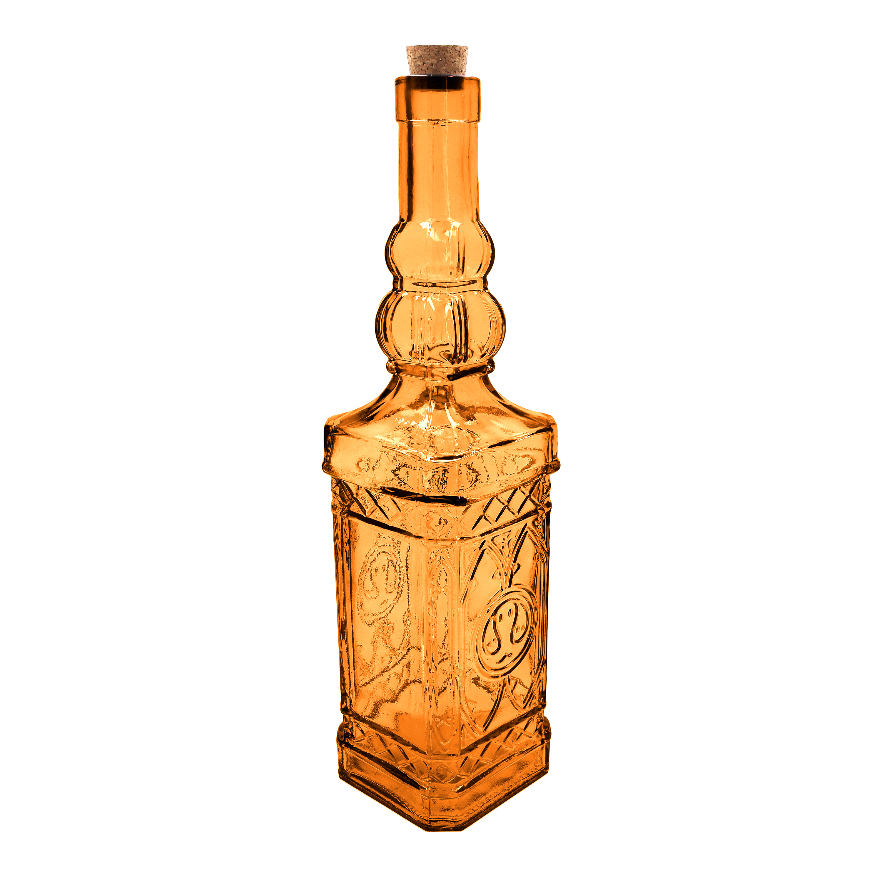 Bottiglia decorativa giallo scuro con tappo Altezza cm 48