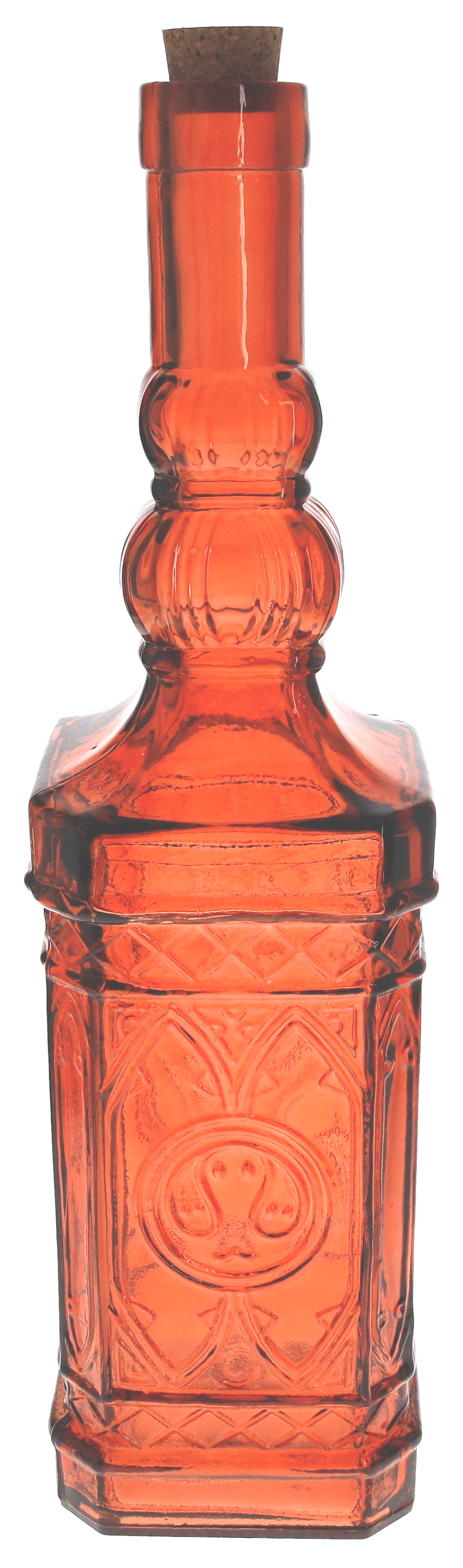 Bottiglia decorativa in vetro arancio con tappo, Altezza cm 48