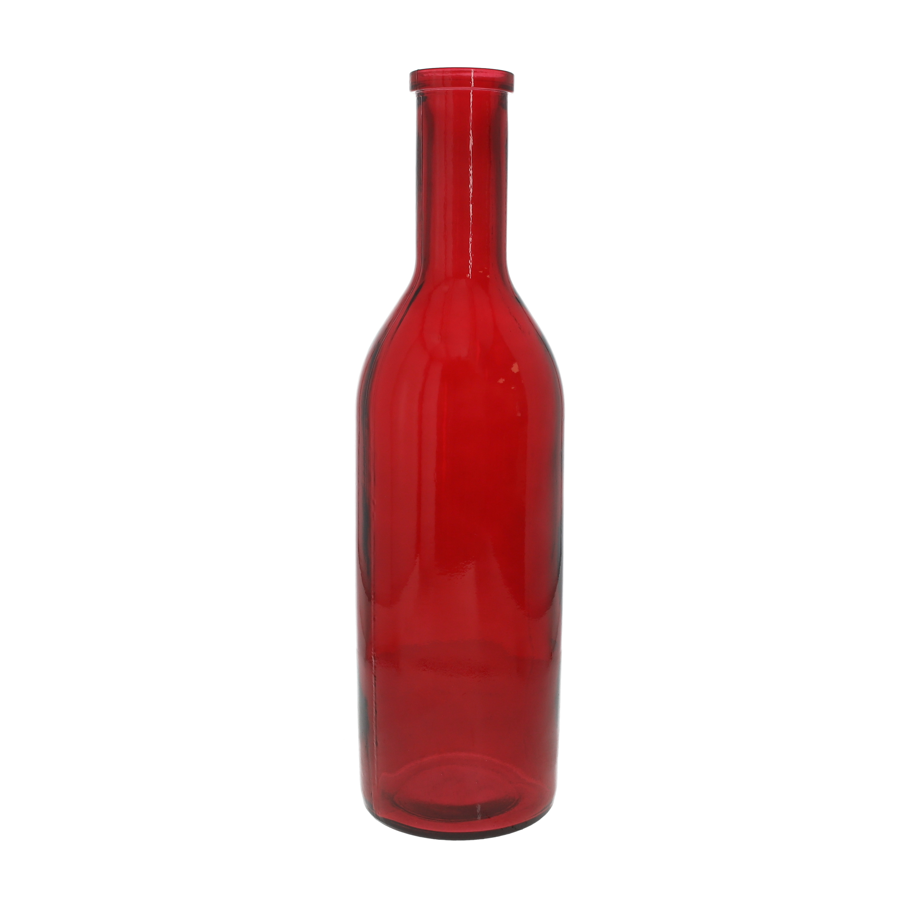 Bottiglia decorativa in vetro rosso Altezza cm 50
