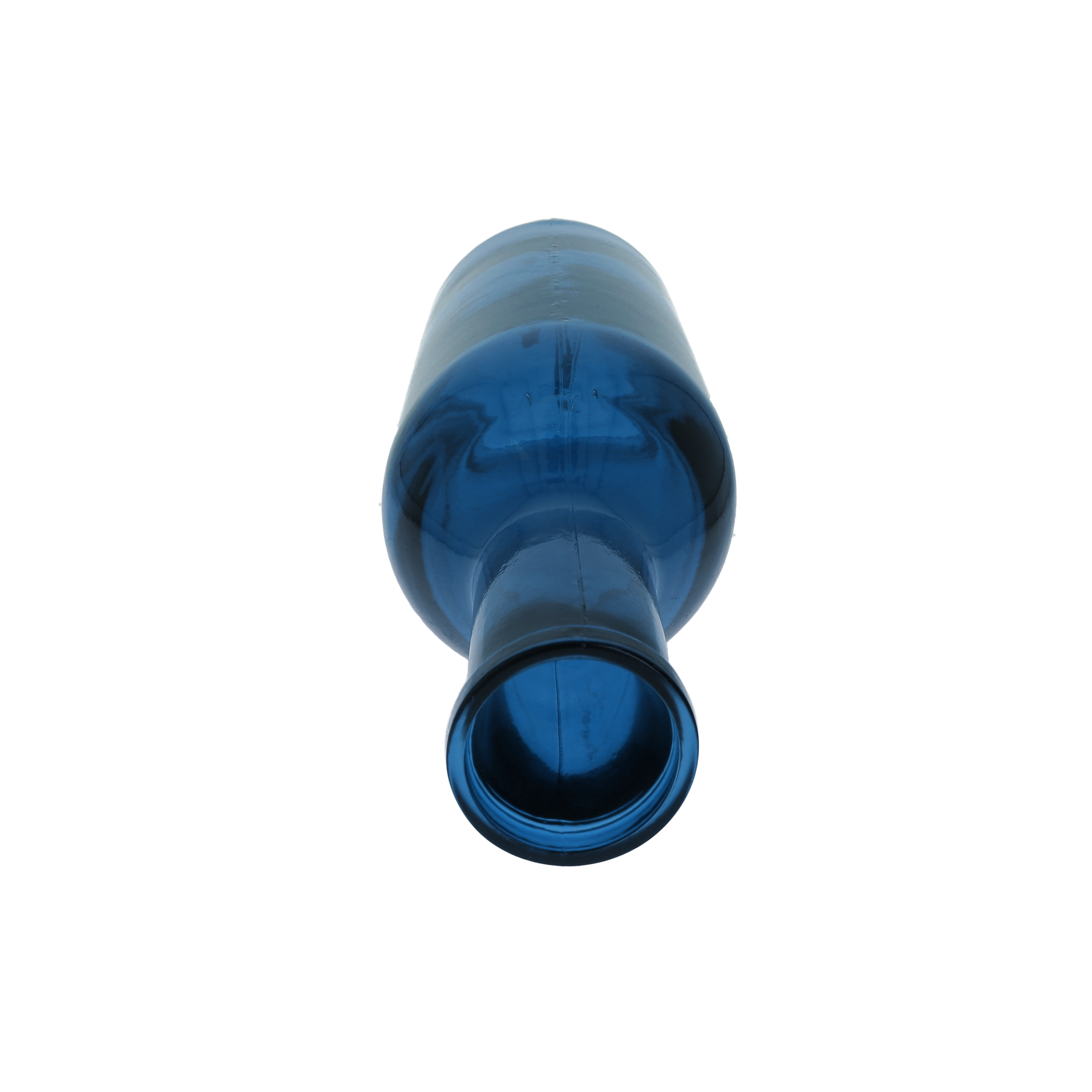 Bottiglia in vetro decorativa blu, altezza cm 50