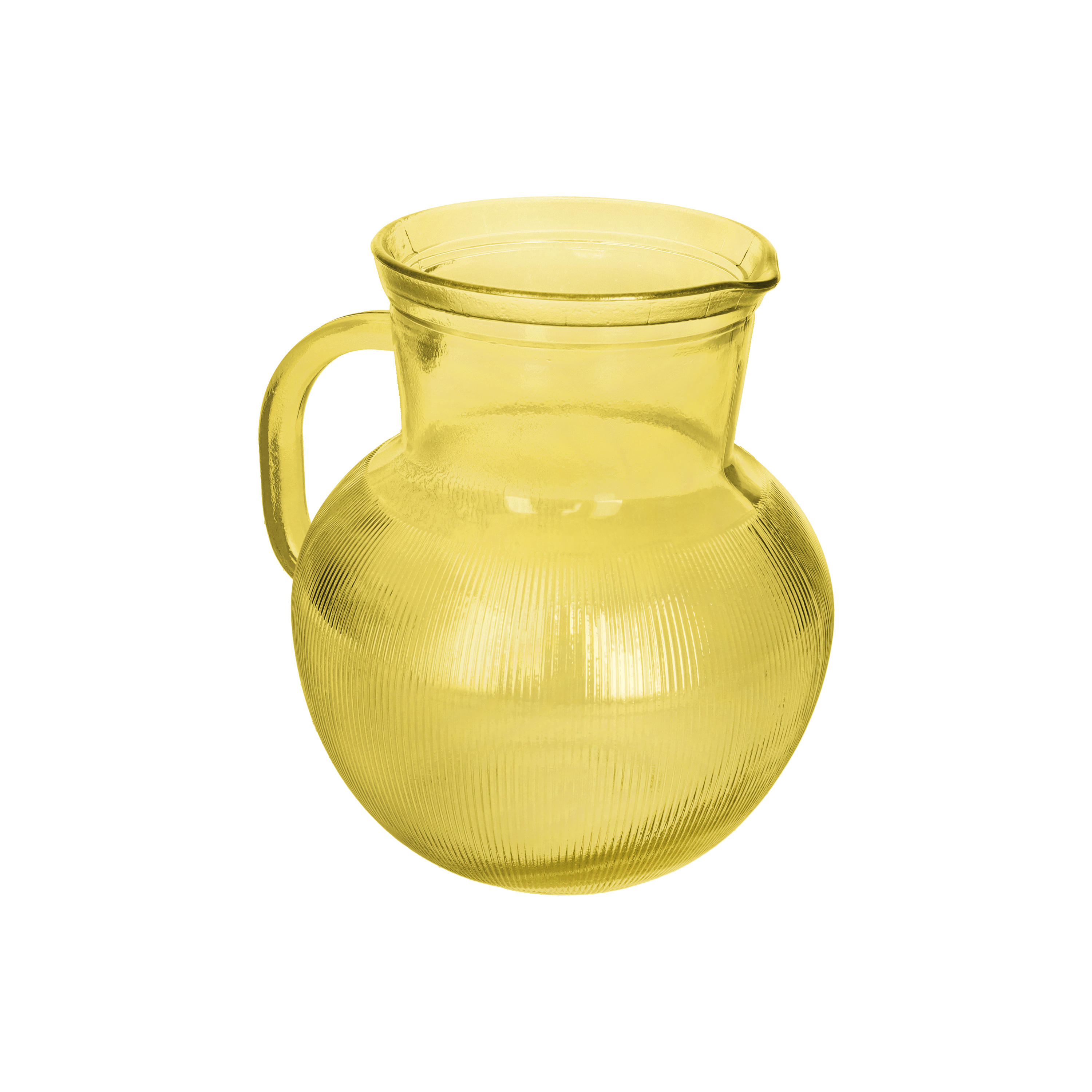 Brocca gialla in vetro h 20 d 17 cm