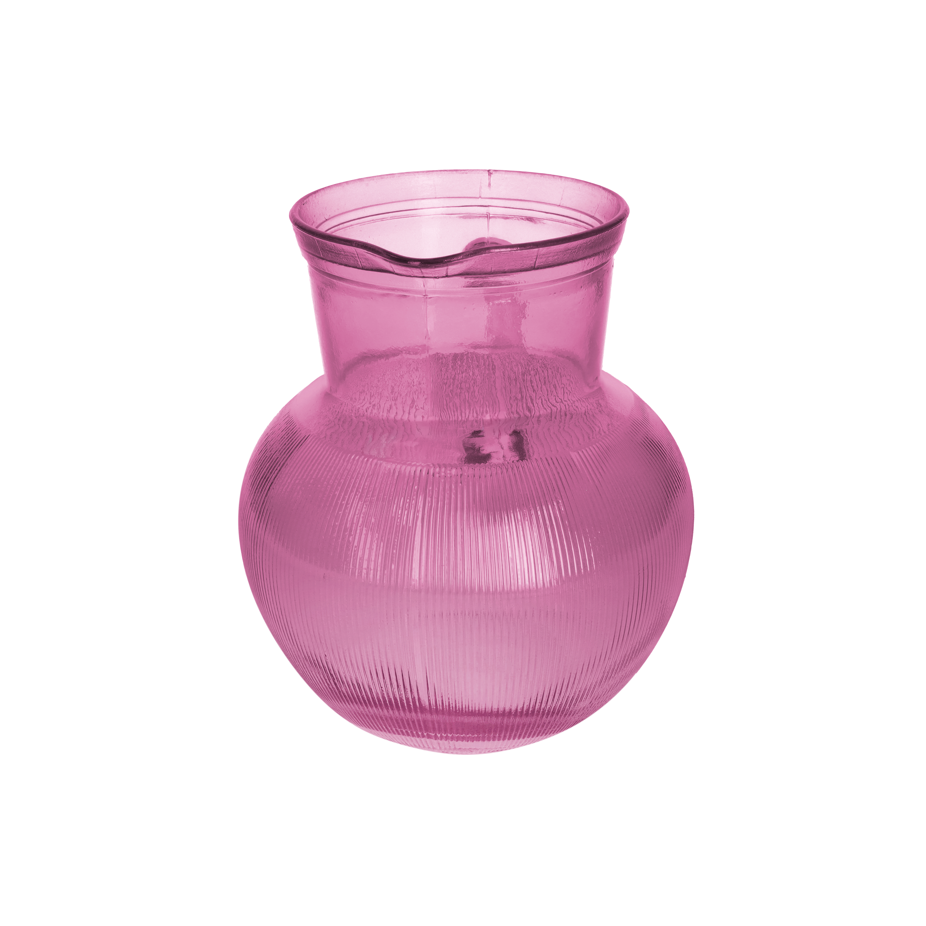 Brocca in vetro fucsia h 20 d 17 cm