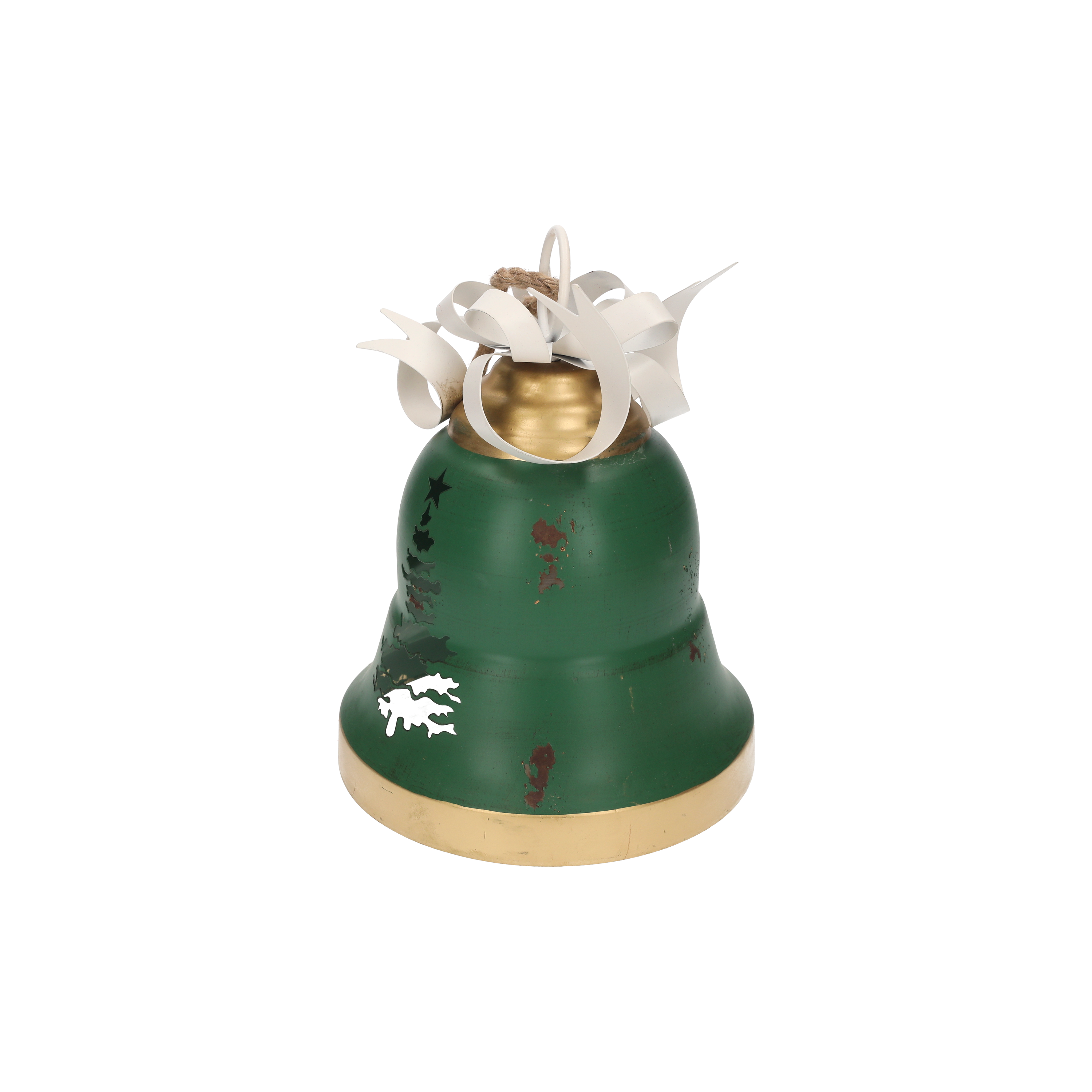 Campana verde con fiocco bianco h 26 x 18 cm