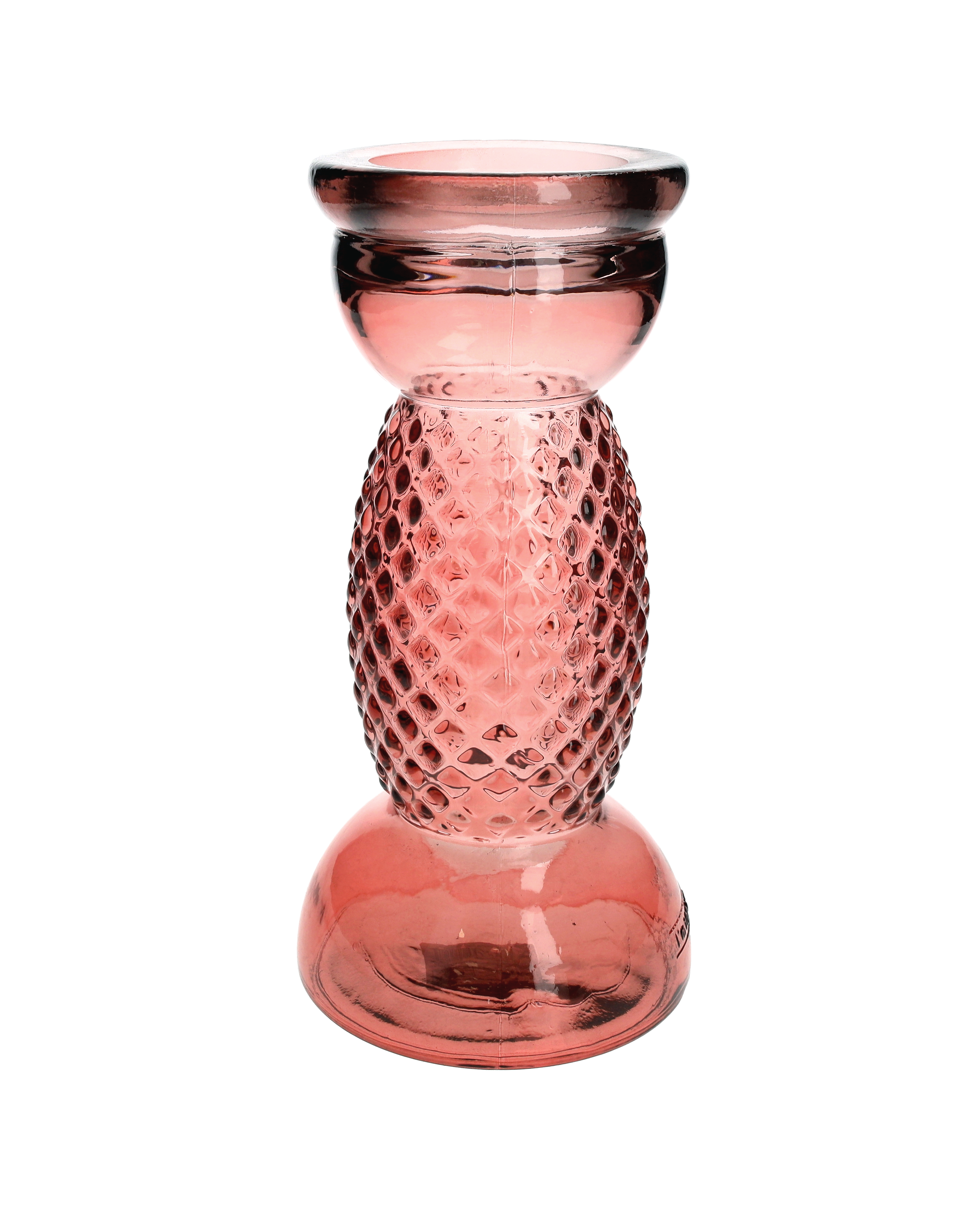Candelabro diamanti pink in vetro h 28 d 14 cm