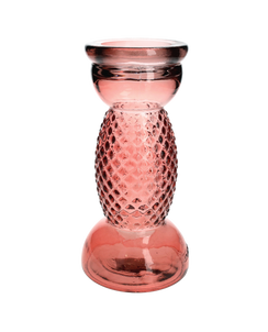 Candelabro diamanti pink in vetro h 28 d 14 cm