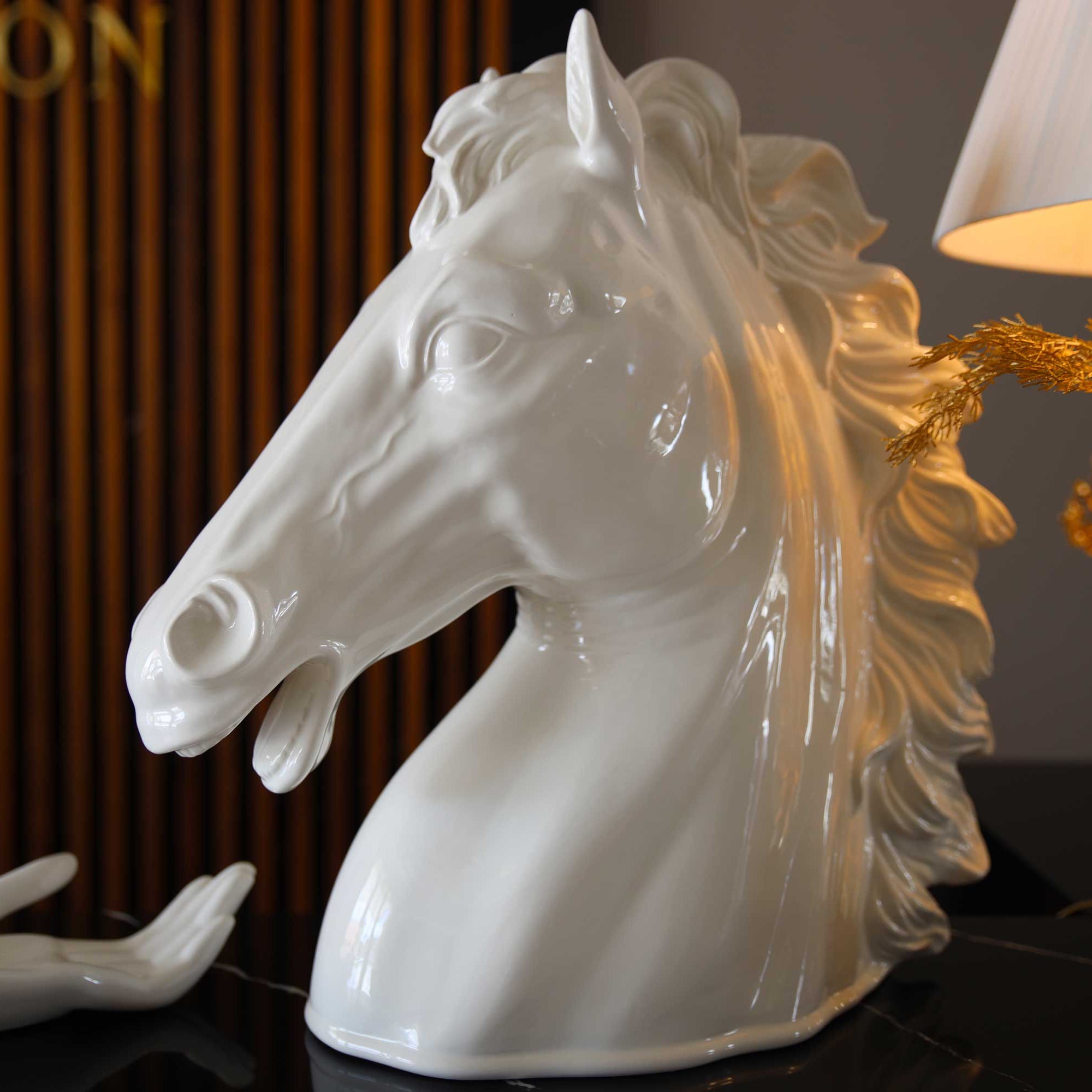Testa cavallo bianca Made in Italy h 50 x 47 x 20 cm