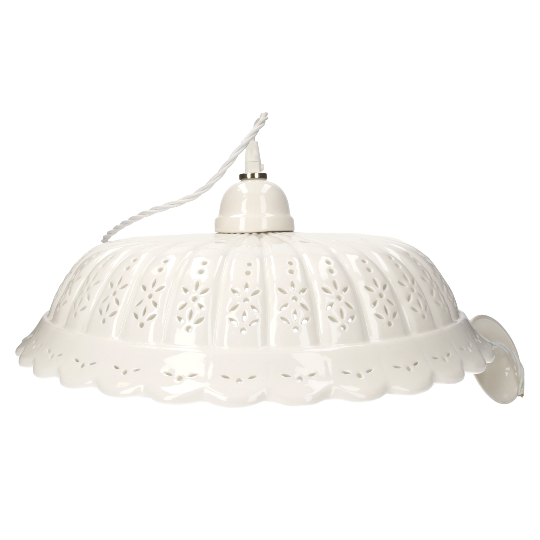Lampadario in ceramica smerlata d 42 cm con treccia