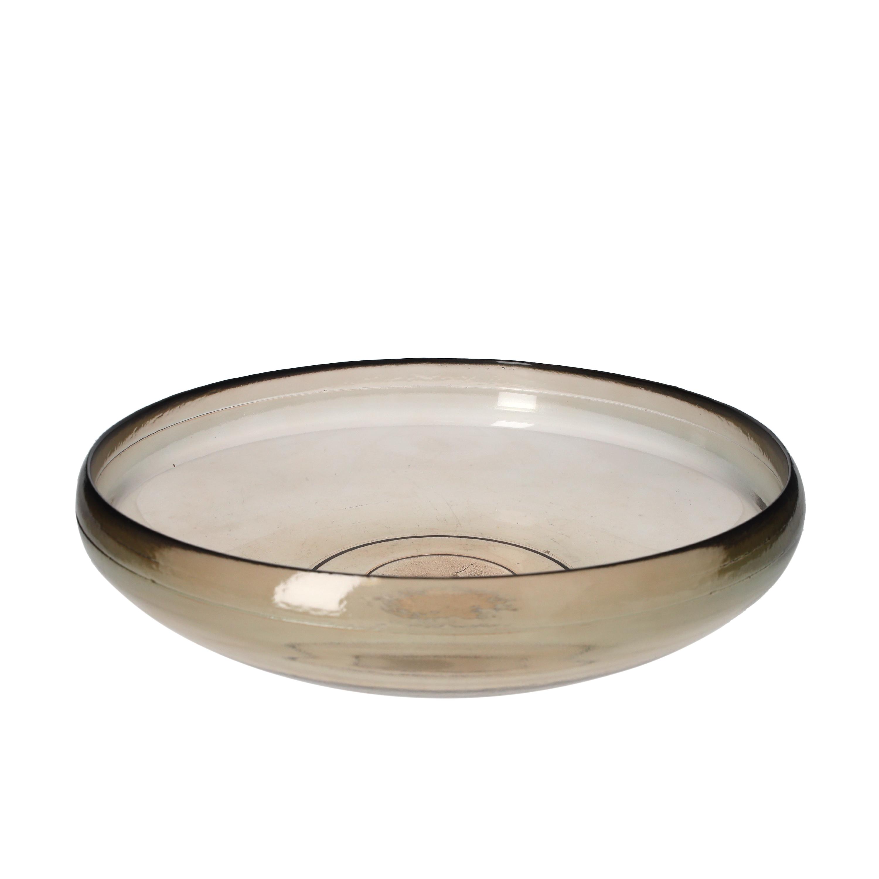 Centrotavola d 35 h 9 cm in vetro color fumé