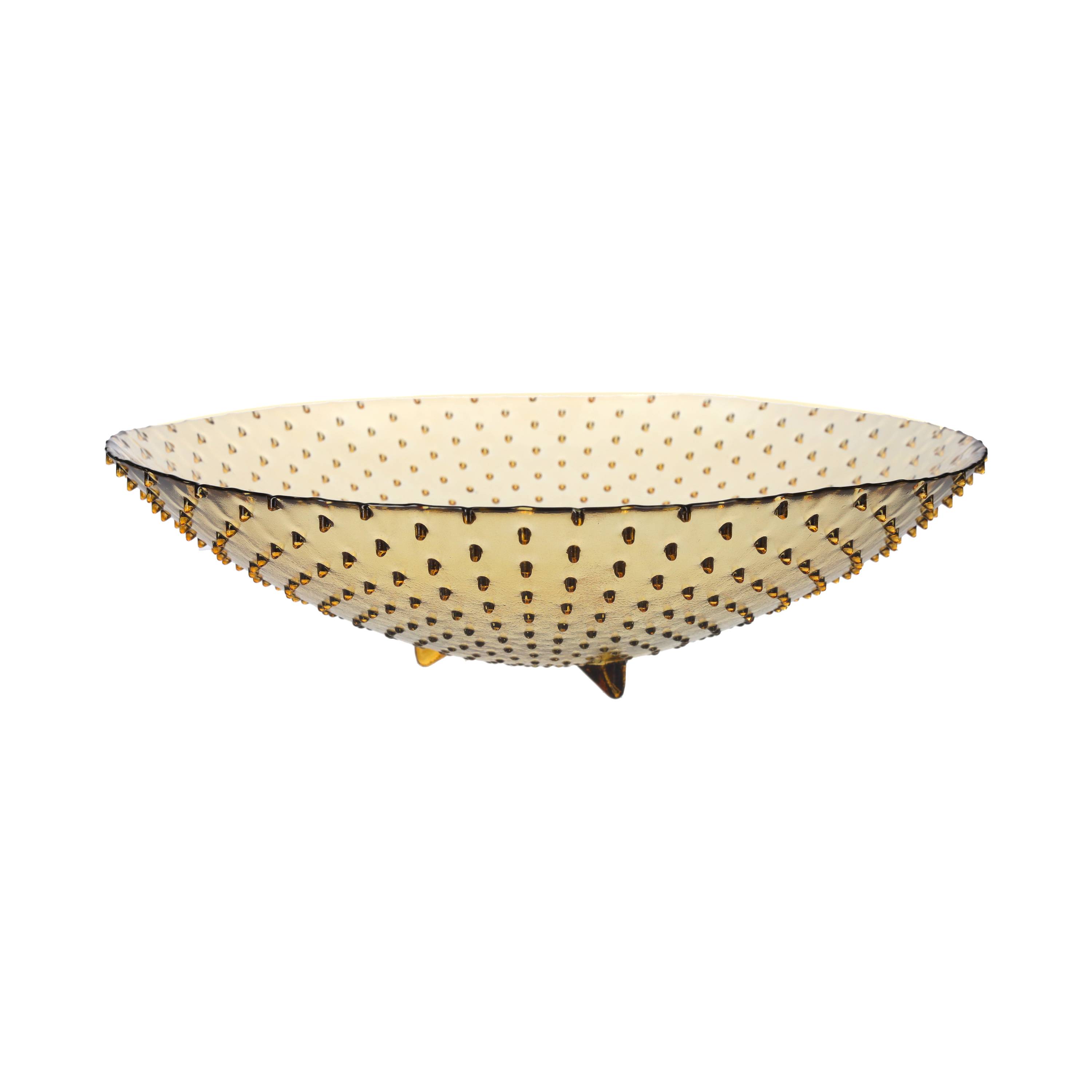 Centrotavola giallo trasparente in vetro d 40 h 10 cm