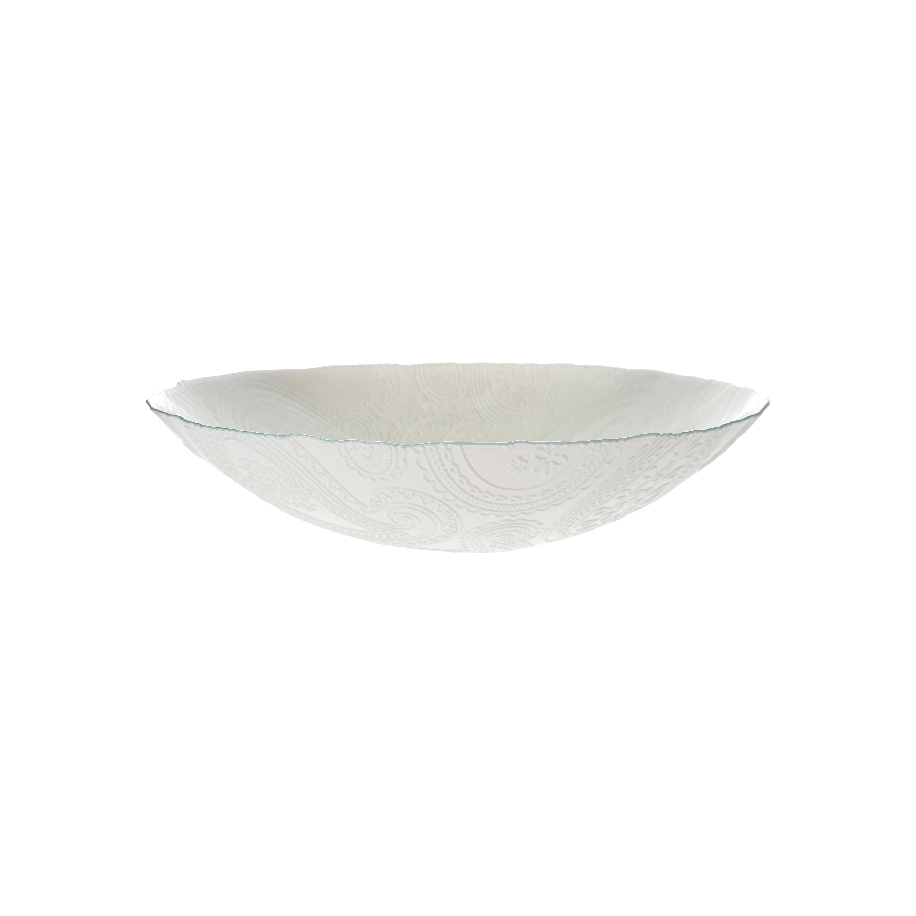 Centrotavola d 40 h 10 cm in vetro bianco