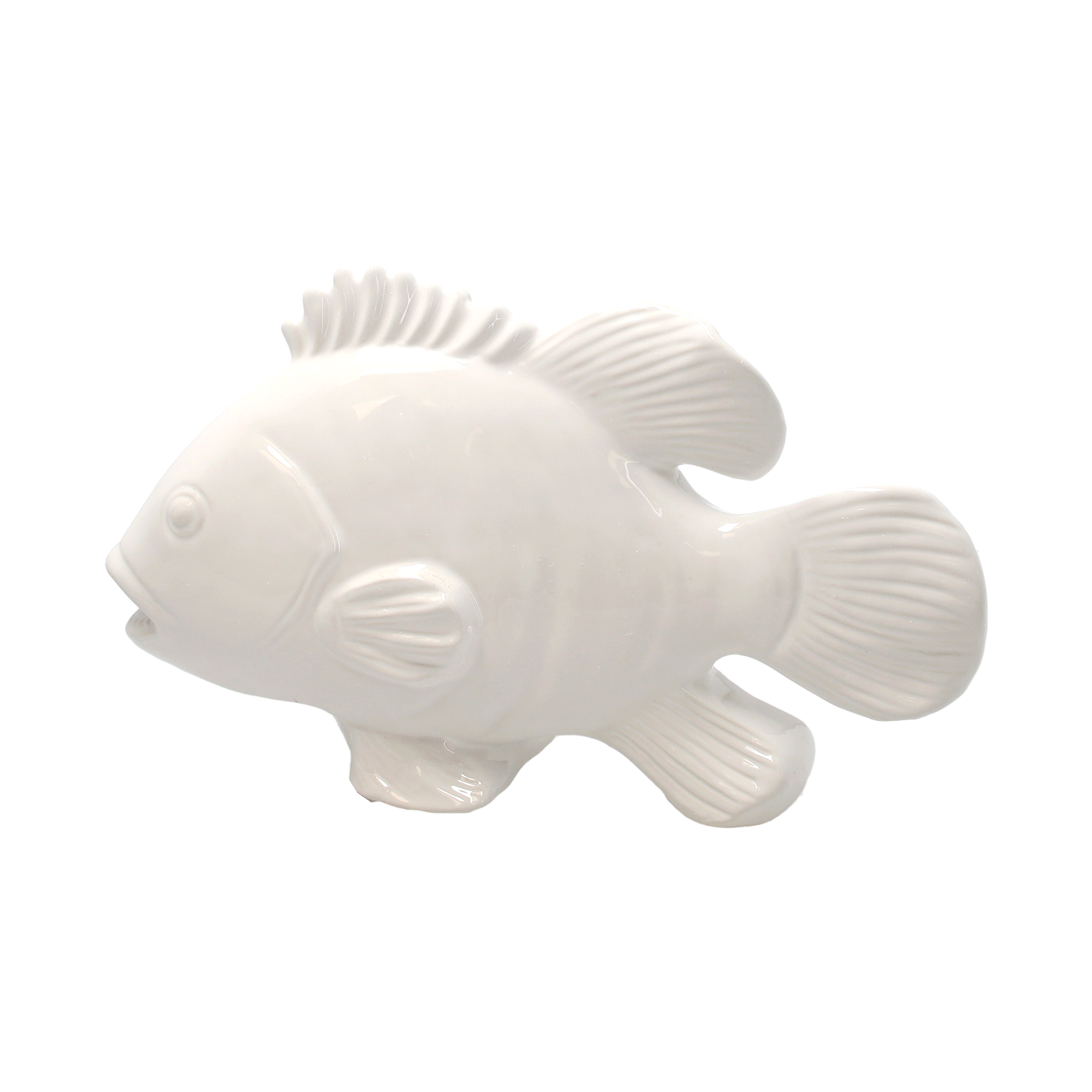 Pesce bianco decorativo in ceramica h 22 x 35 x 12 cm