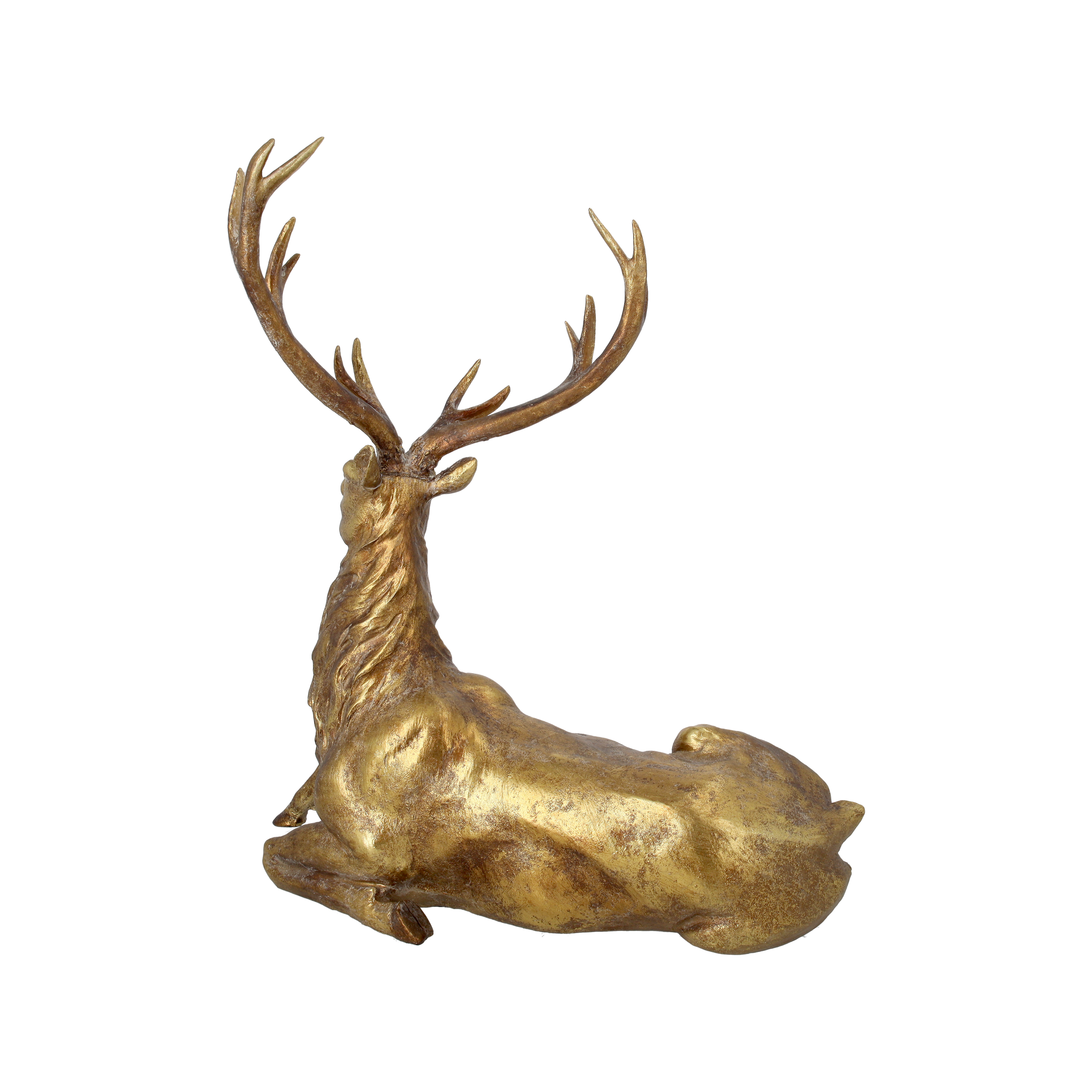 Cervo gold seduto h 52x50x20 cm in resina